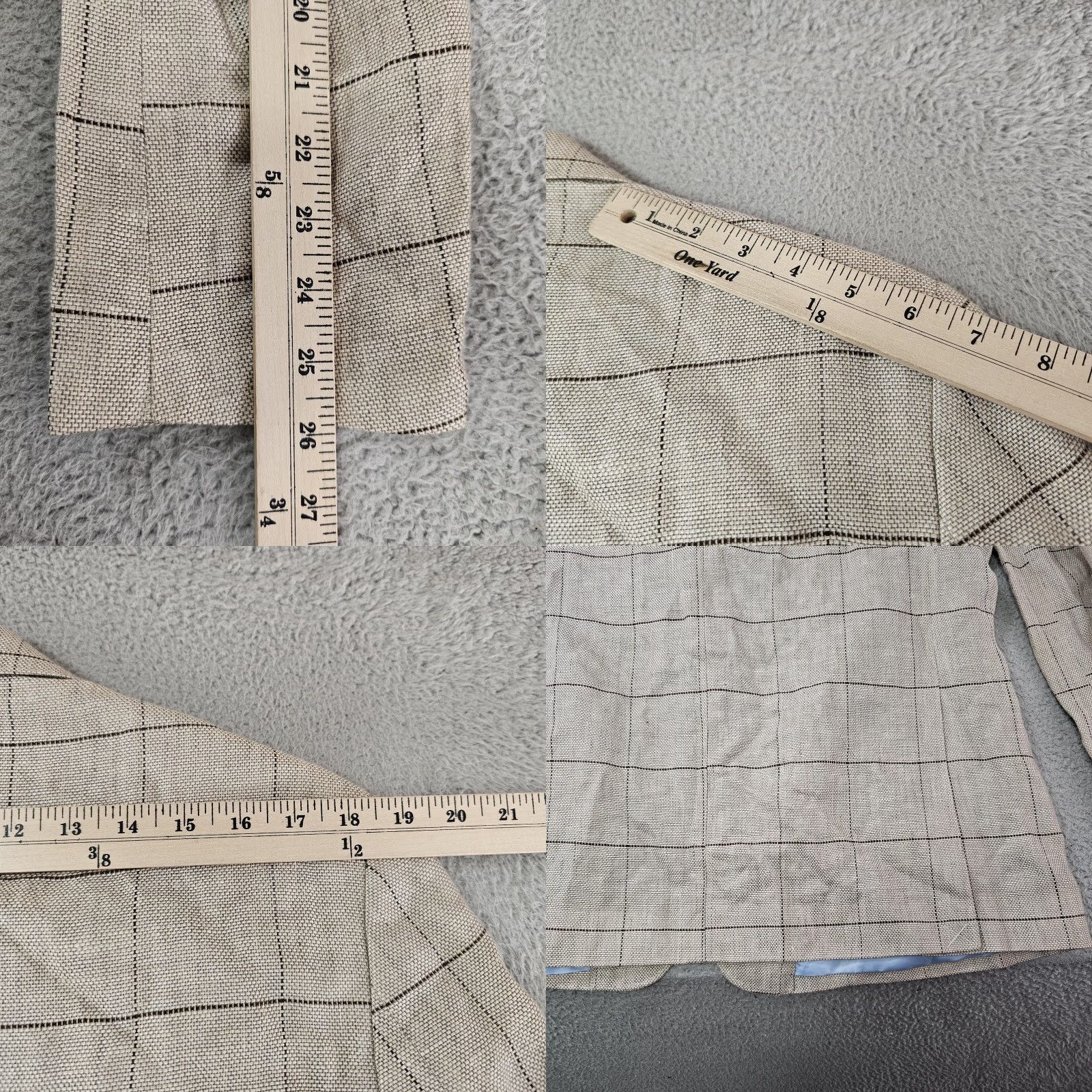 Tasso Elba Tasso Elba Blazer Mens Large Taupe Combo 100% Linen Windowpane Sport Coat Jacket Size 42R - 9 Thumbnail