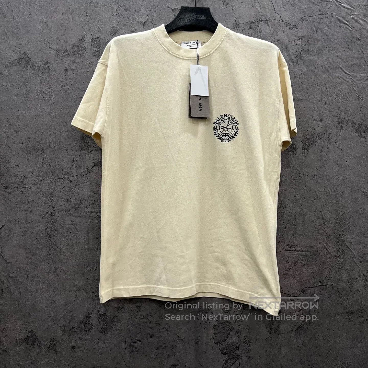 Balenciaga Balenciaga Latte Color Scissors Embroidered Logo Short Sle Size US S / EU 44-46 / 1 - 1 Thumbnail