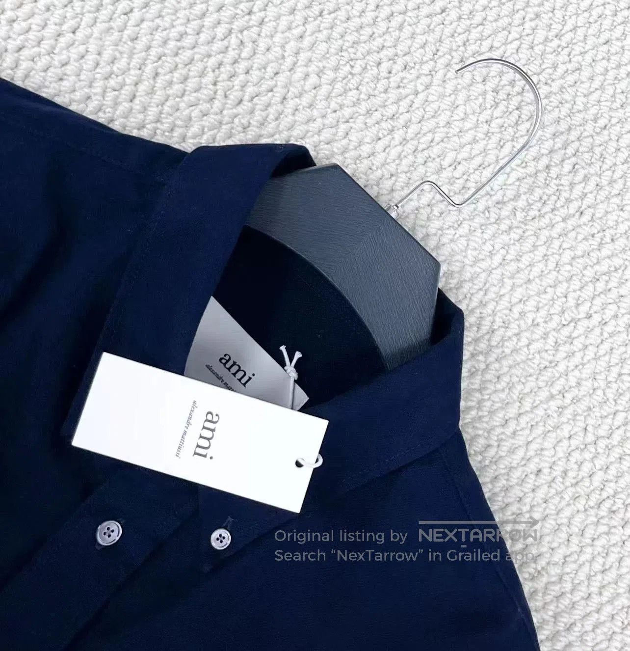AMI navy blue embroidered logo long sleeve shirt. Size US L / EU 52-54 / 3 - 3 Thumbnail