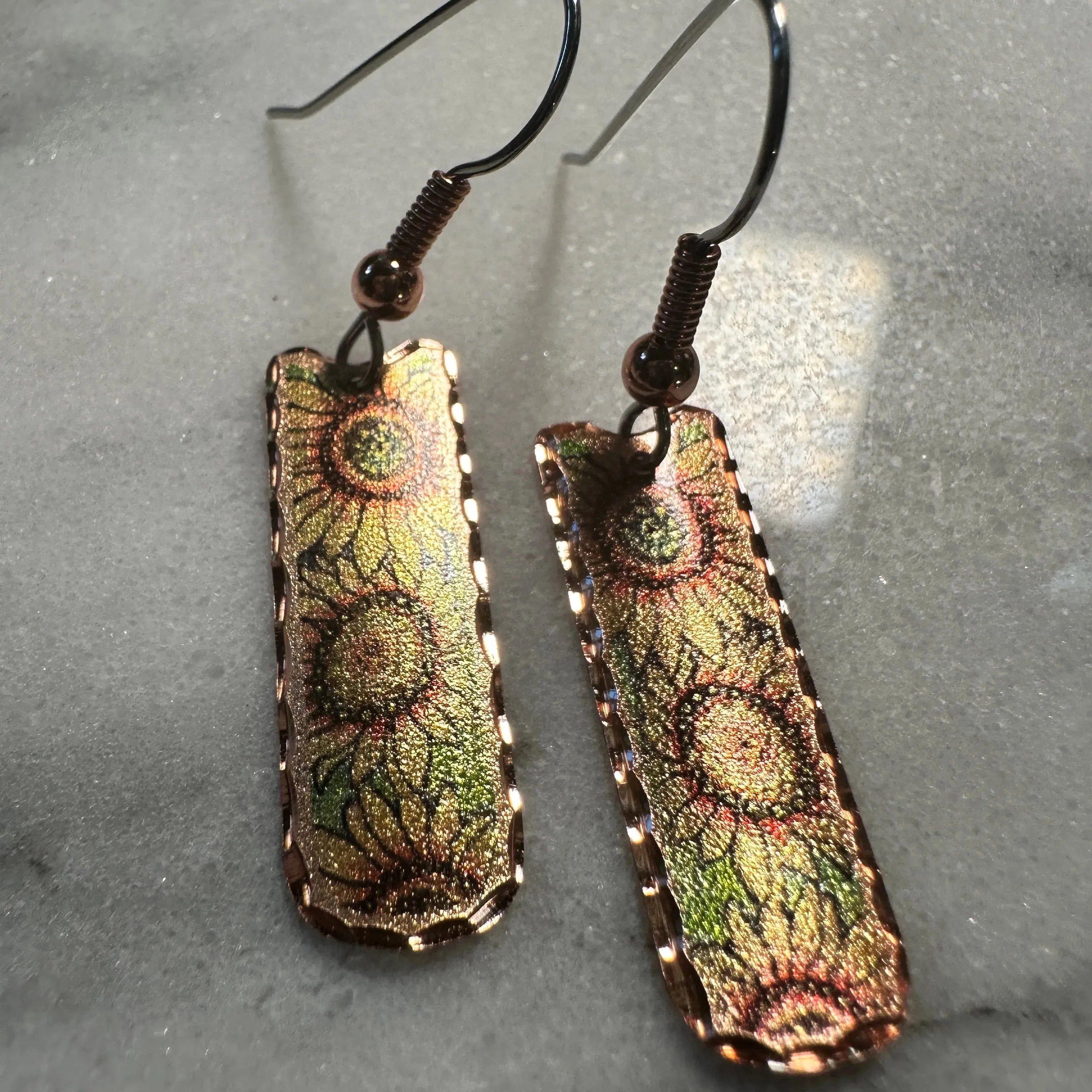 Other Handcrafted Boho Sunflower Earrings, Diamond Cut Wire Drop E Size ONE SIZE - 4 Thumbnail