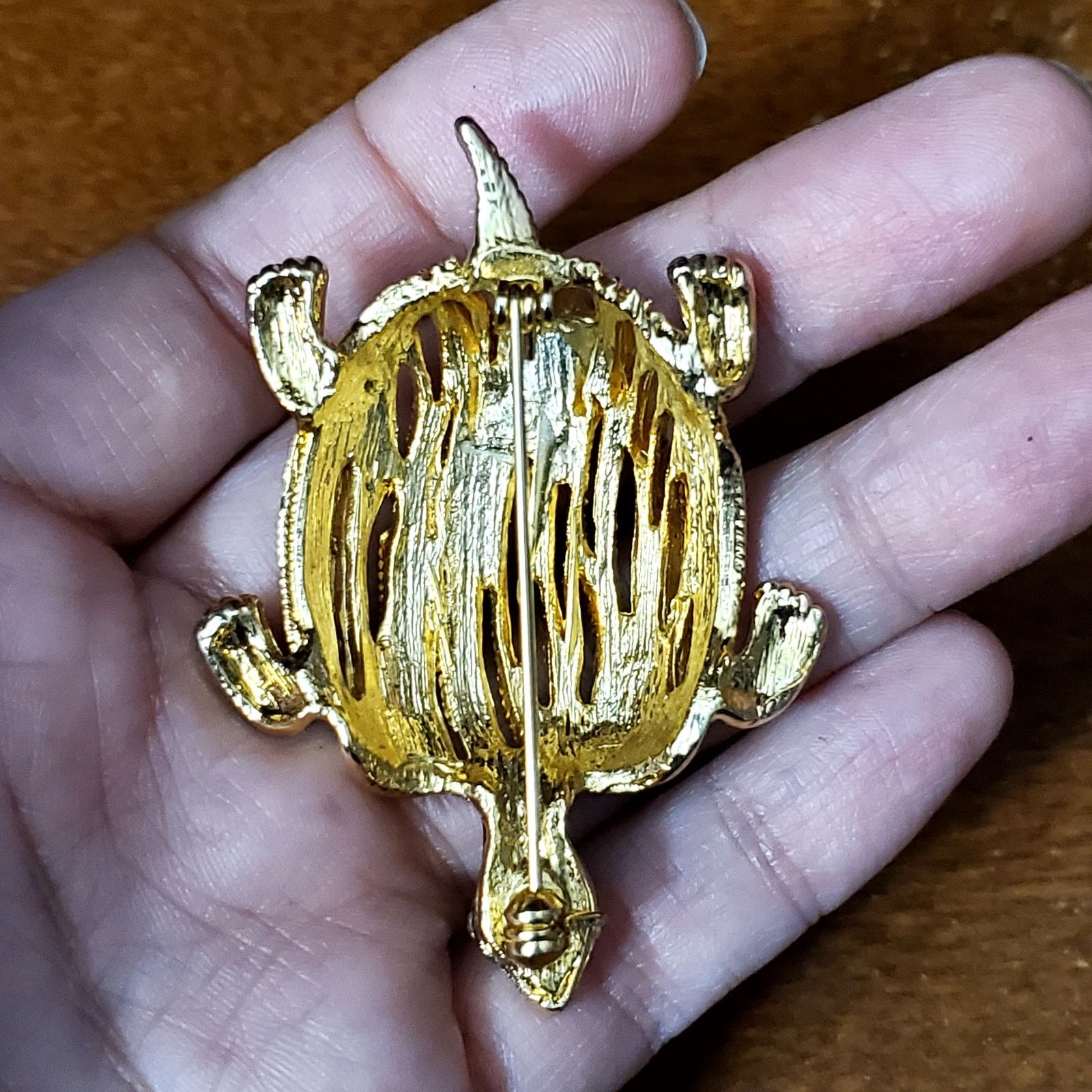 Other Turtle Brooch Enamel Openwork Reptile Figural Vtg 2.25" Size ONE SIZE - 2 Thumbnail