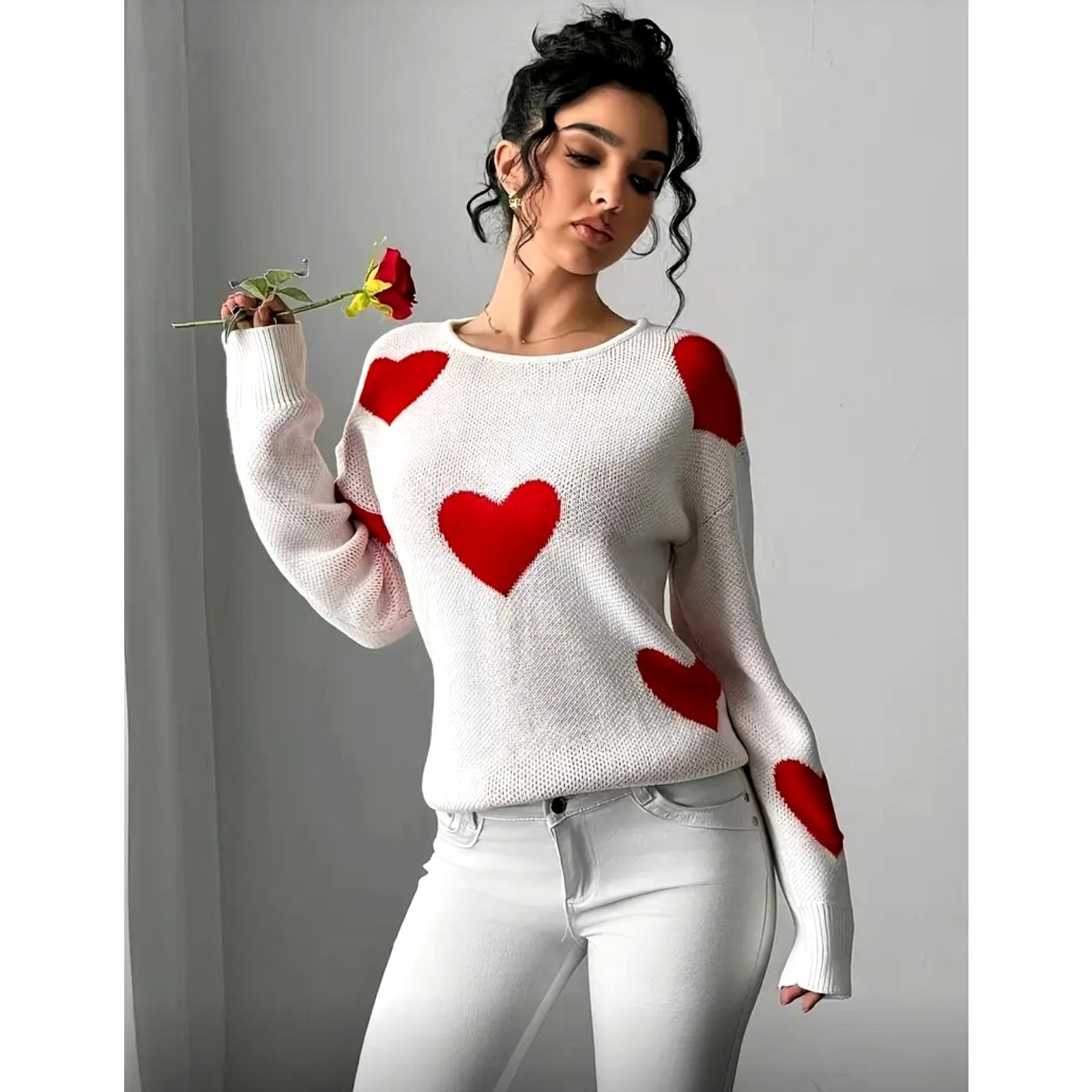 Other Elegant Heart Backless Long Sleeve Crew Neck Sweater 10 Size L / US 10 / IT 46 - 2 Thumbnail