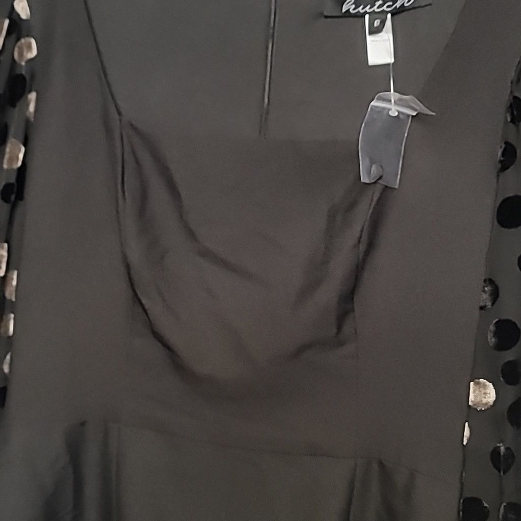 Hutch Hutch Black Flocked With Fab sheer long sleeve dress sz 6 Size M / US 6-8 / IT 42-44 - 7 Thumbnail