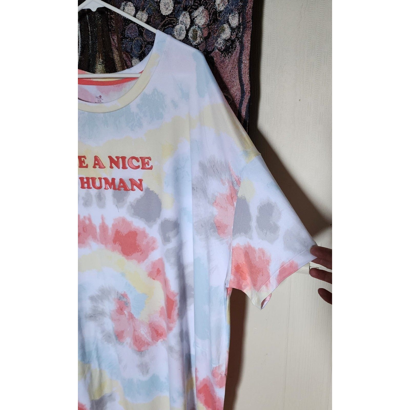 Other Secret Dreams Tie Dyed Night Shirt Be A Nice Human Size ONE SIZE - 3 Thumbnail