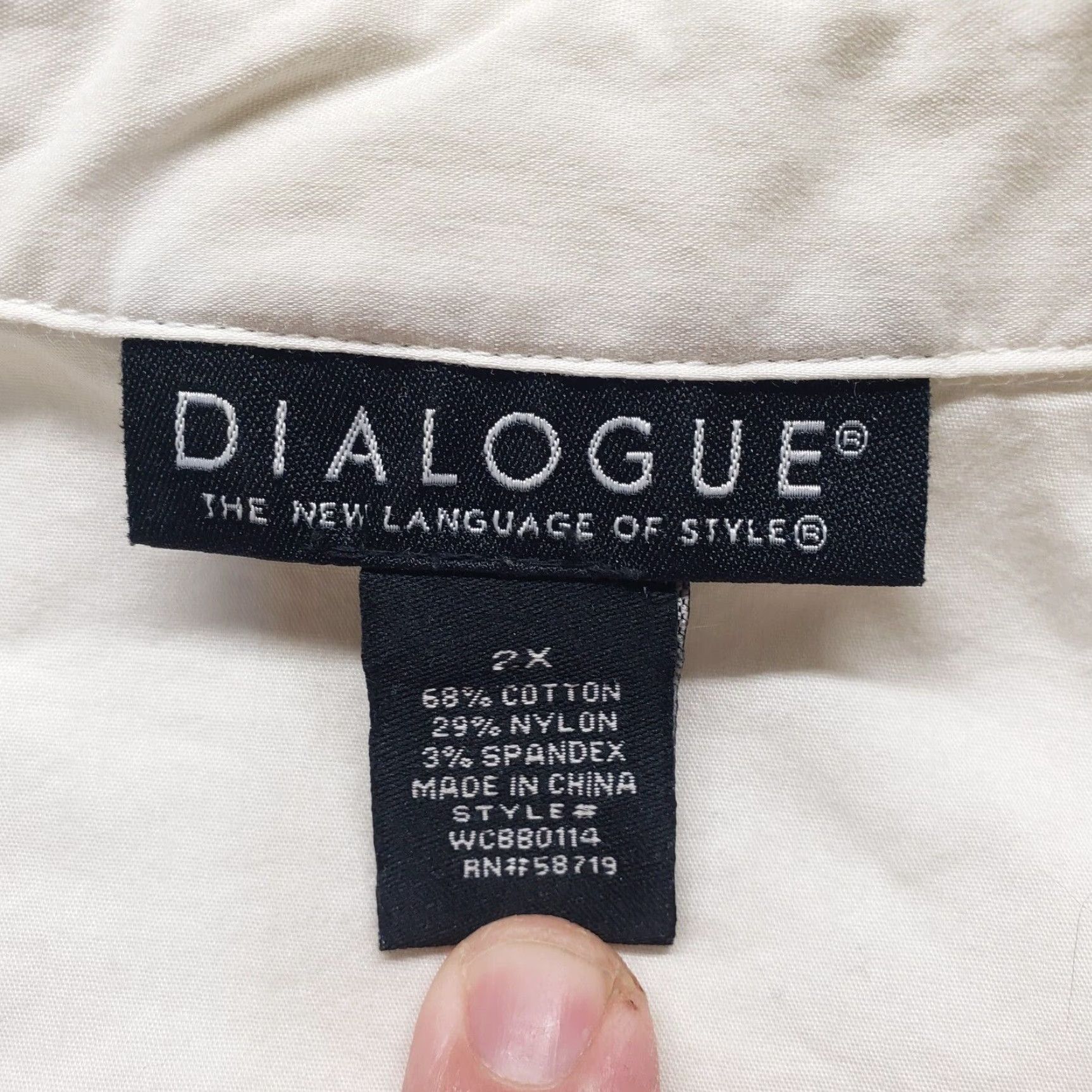 Vintage Dialogue Shirt Solid White Button-Up Women's Plus Size 2X Vintage 1 Size XXL / US 16-18 / IT 52-54 - 2 Thumbnail