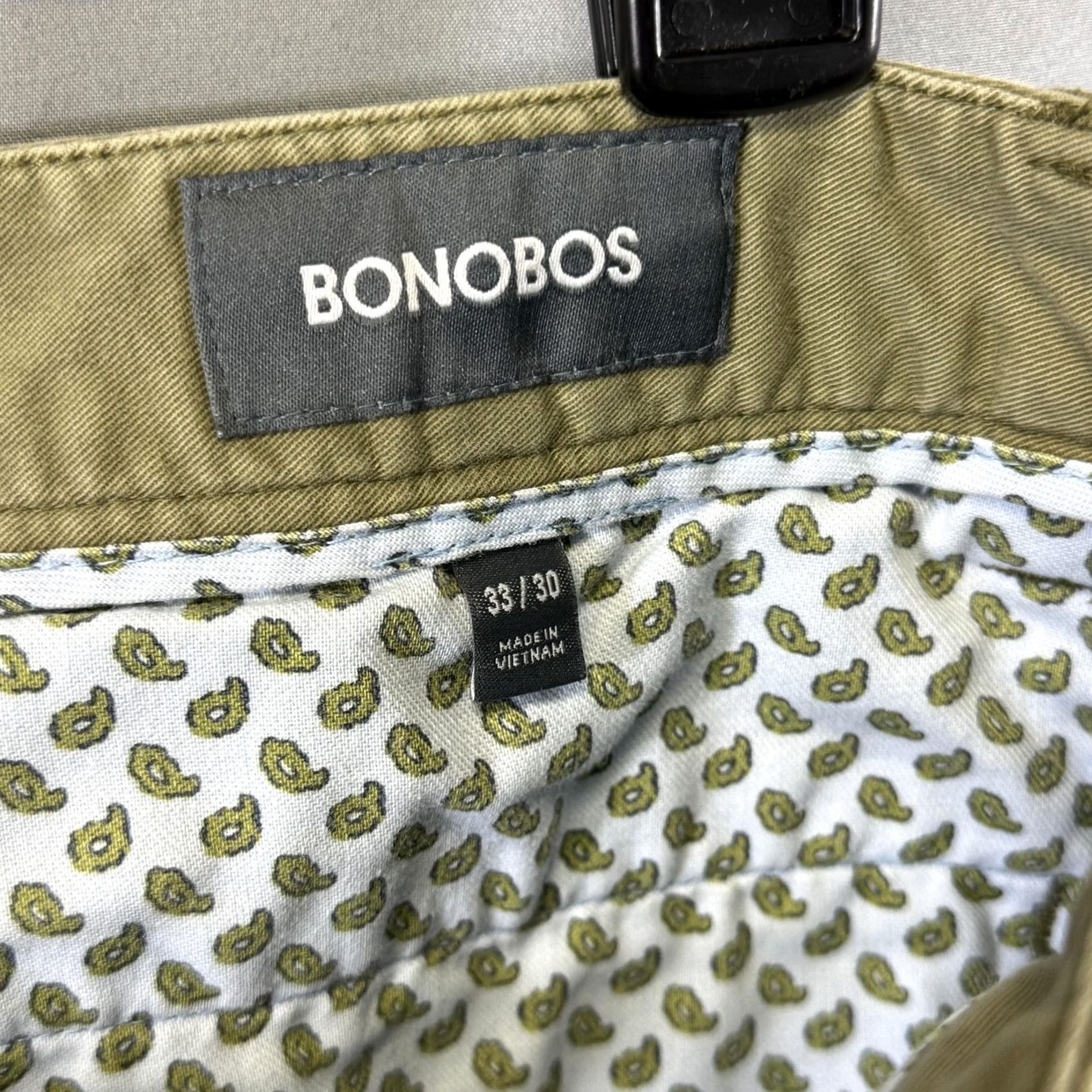 Bonobos Bonobos Pants Mens 33x30 Chino Slim Flat Front Zip Tan Khaki Stretch Casual Tailored Office Size US 33 - 5 Thumbnail