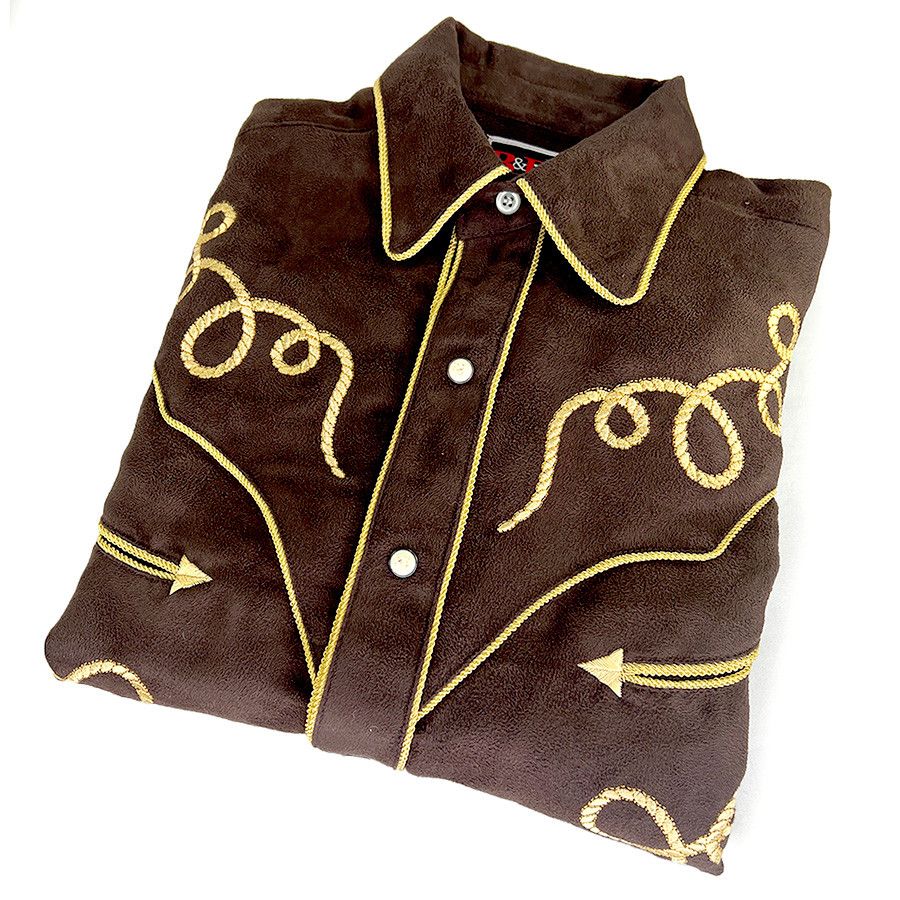 Other Brooks & Dunn Brown Microsuede Shirt w Yellow Rope Trim Size US S / EU 44-46 / 1 - 1 Thumbnail