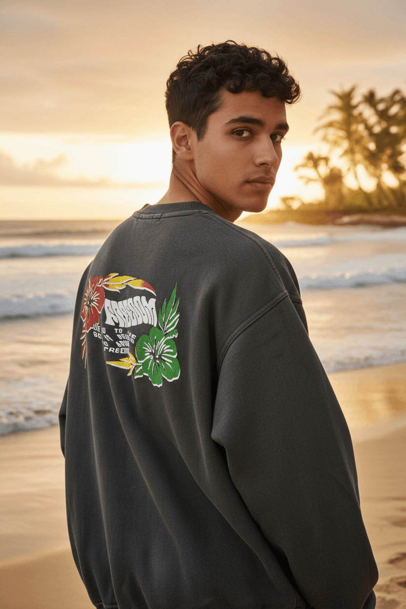 Vintage Vintage 90's VINCERE Surf Freedom Spell Out Sweatshirt Size US L / EU 52-54 / 3 - 9 Thumbnail