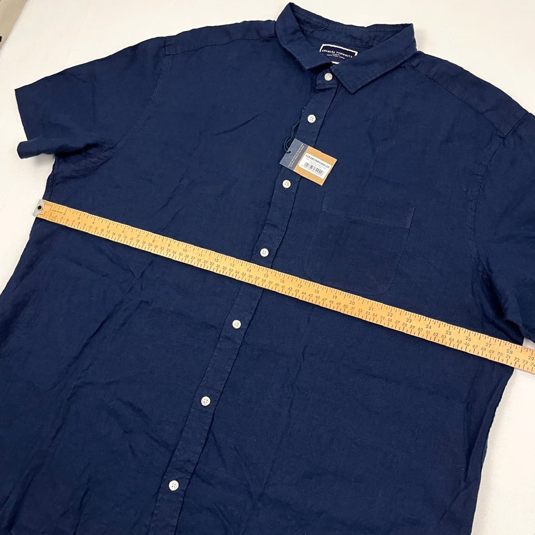 Charles Tyrwhitt Charles Tyrwhitt Shirt Mens 3XL XXXL Classic Fit Navy Blue 100% Linen Button Up Shirt Size US XXL / EU 58 / 5 - 6 Thumbnail