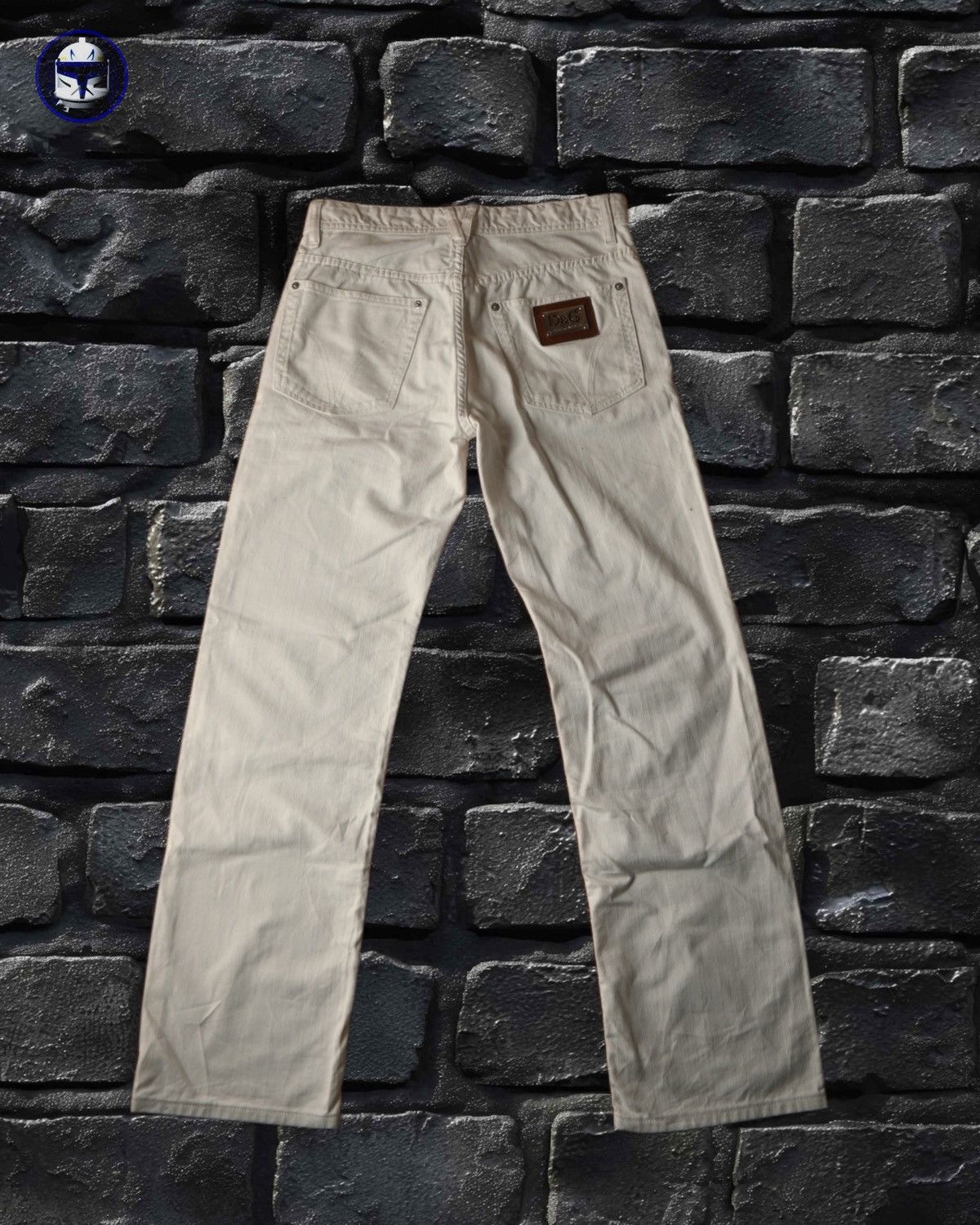 Dolce & Gabbana Dolce & Gabbana Logo Waistband Straight-Leg Trousers Cream Size US 29 - 3 Thumbnail