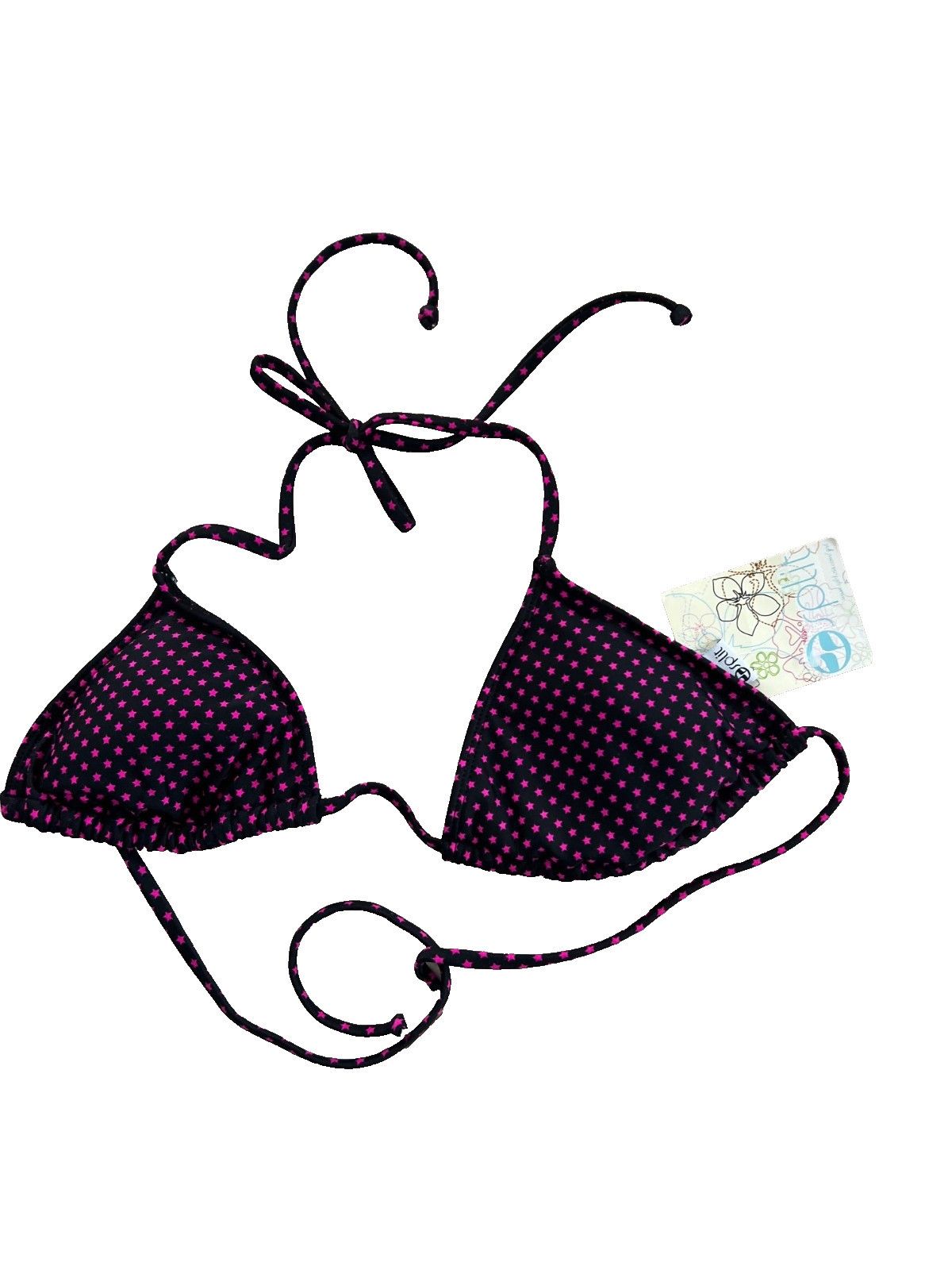 Split Split Bikini Swim Triangle Top Star Print Pink / Black ( M ) Size M / US 6-8 / IT 42-44 - 1 Preview