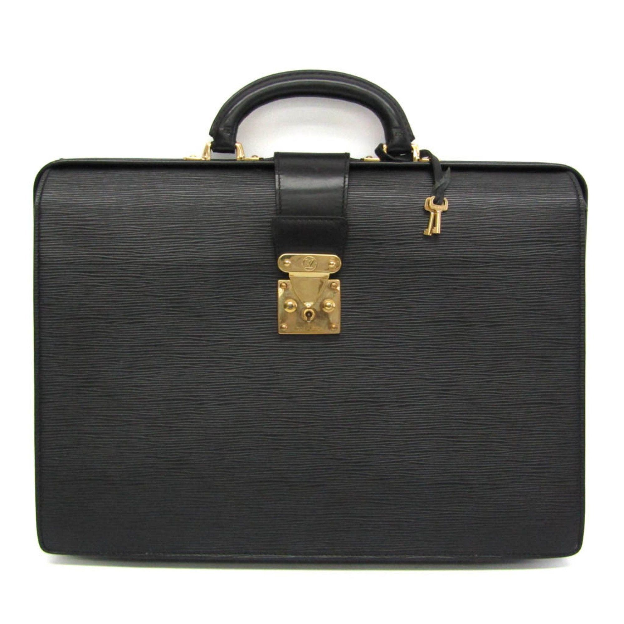 image of Louis Vuitton Epi Serviette Fermoir M54352 Men's Briefcase Noir in Black