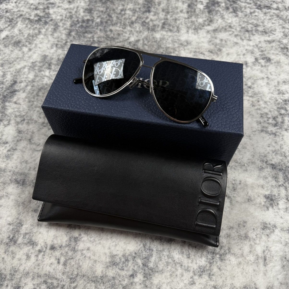 Dior Dior Aviator Sunglasses Oblique Monogram Lens Silver Size ONE SIZE - 1 Thumbnail