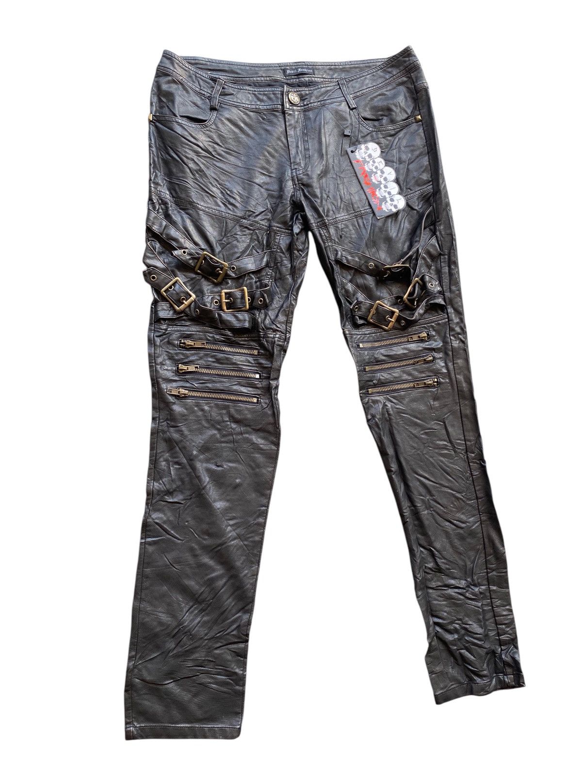 💥DEVIL FASHION BONDAGE PU LEATHER BIKER PANT