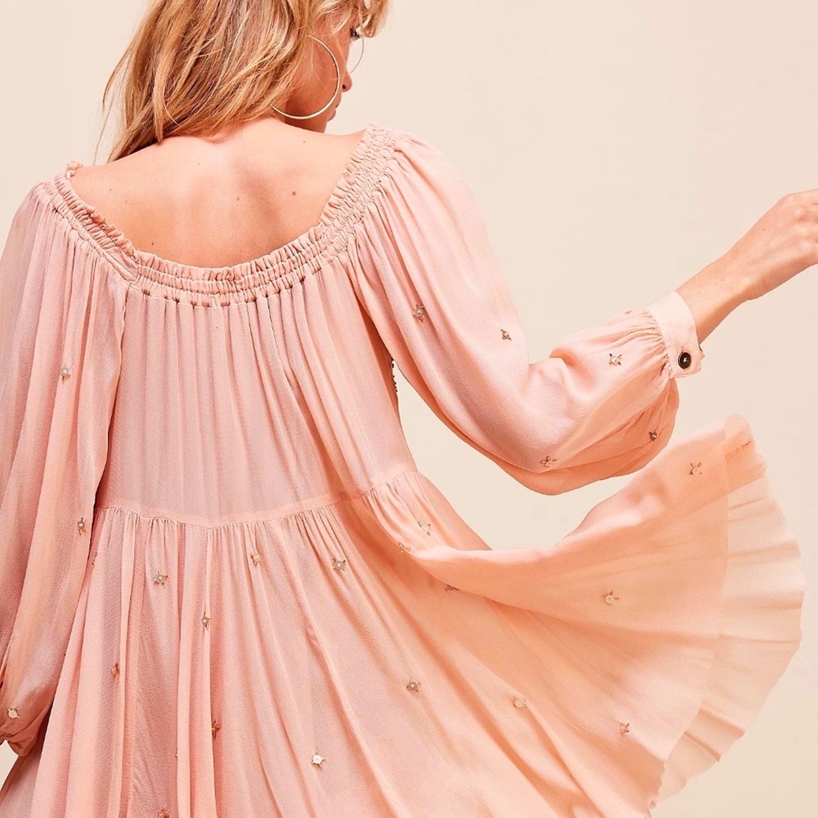 Free People Free People Moon Gleam Mini Dress Rose Smoke M Size M / US 6-8 / IT 42-44 - 4 Thumbnail