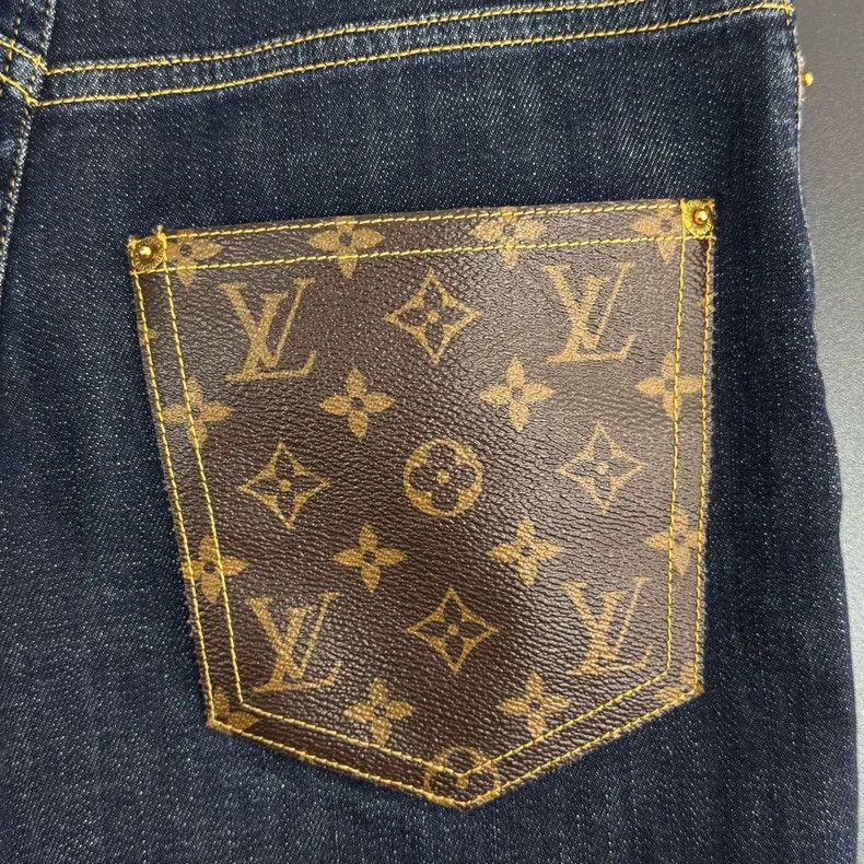 Louis Vuitton Louis Vuitton Washed blue leather patchwork denim shorts 25 Size 33" - 7 Thumbnail