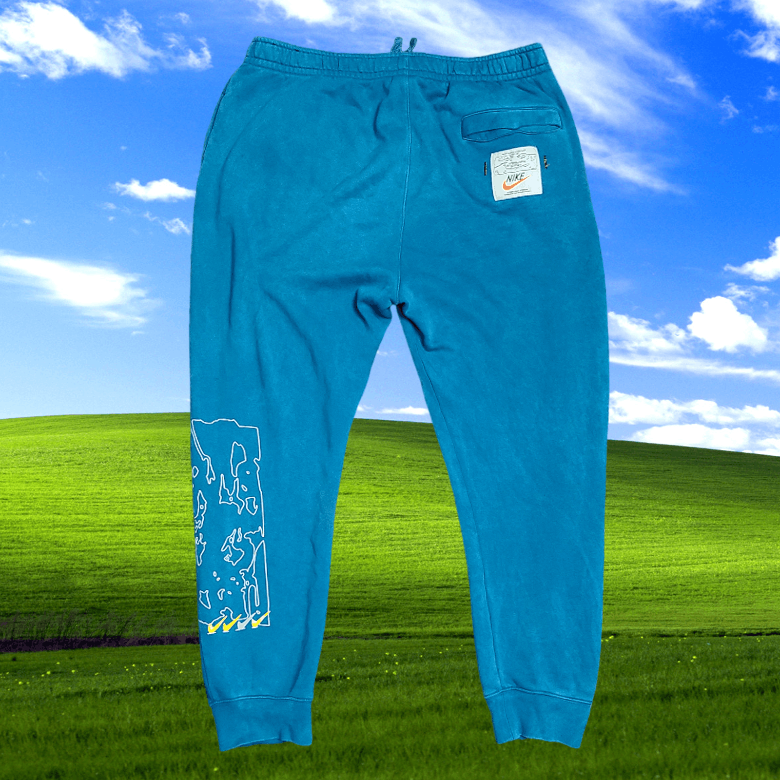 Nike Nike Blue Dyed Psychedelic Topographic Sweatpants - Size: L Size US 36 / EU 52 - 3 Thumbnail