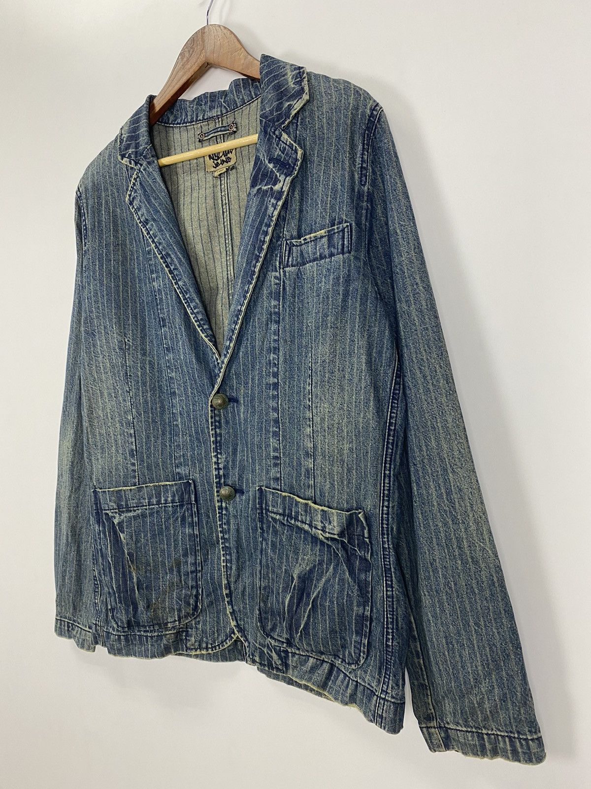 Indigo × Vintage Vintage Nylaus Jeans distress design Size US L / EU 52-54 / 3 - 4 Thumbnail