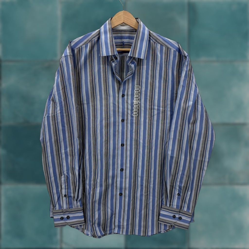 Tailorbyrd TailorByrd Dress Shirt Mens XL Blue Stripe Slim Long Sleeve Business NWOT Size 46R - 1 Thumbnail