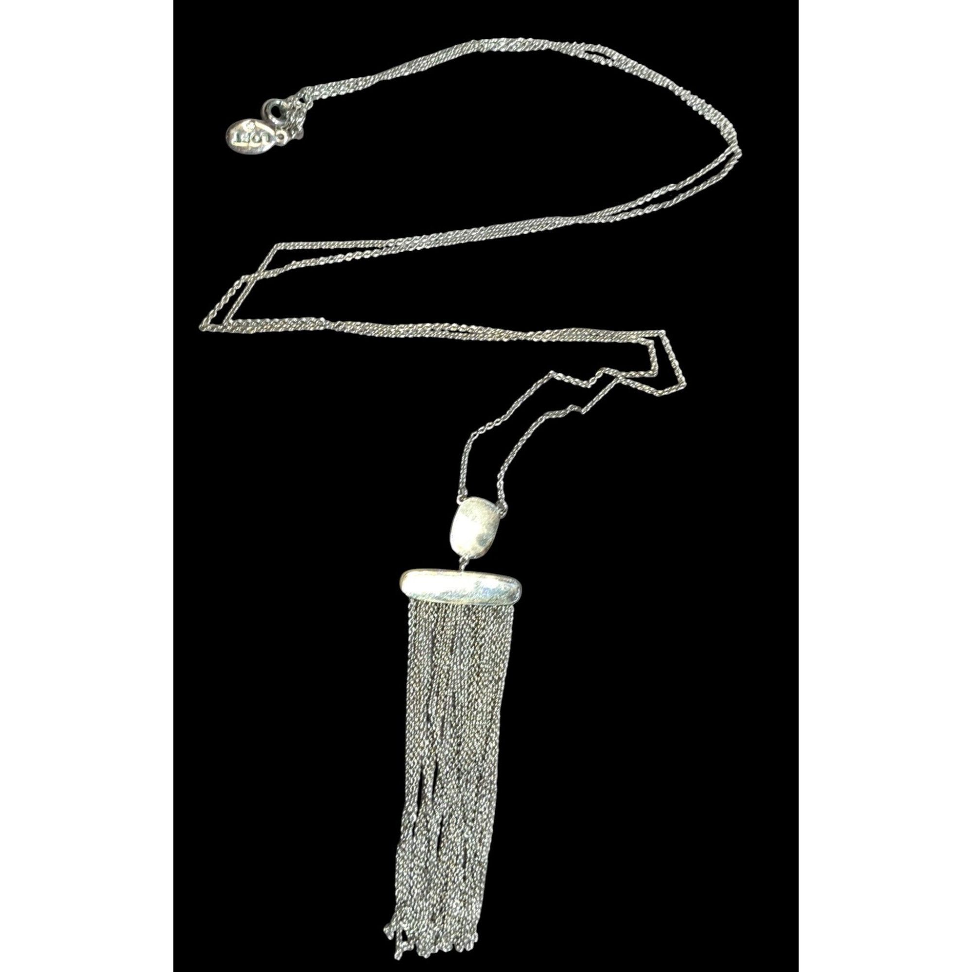 Loft Loft Boho Chic Long Silver Tone Tassel Pendant Necklace With Size ONE SIZE - 1 Thumbnail