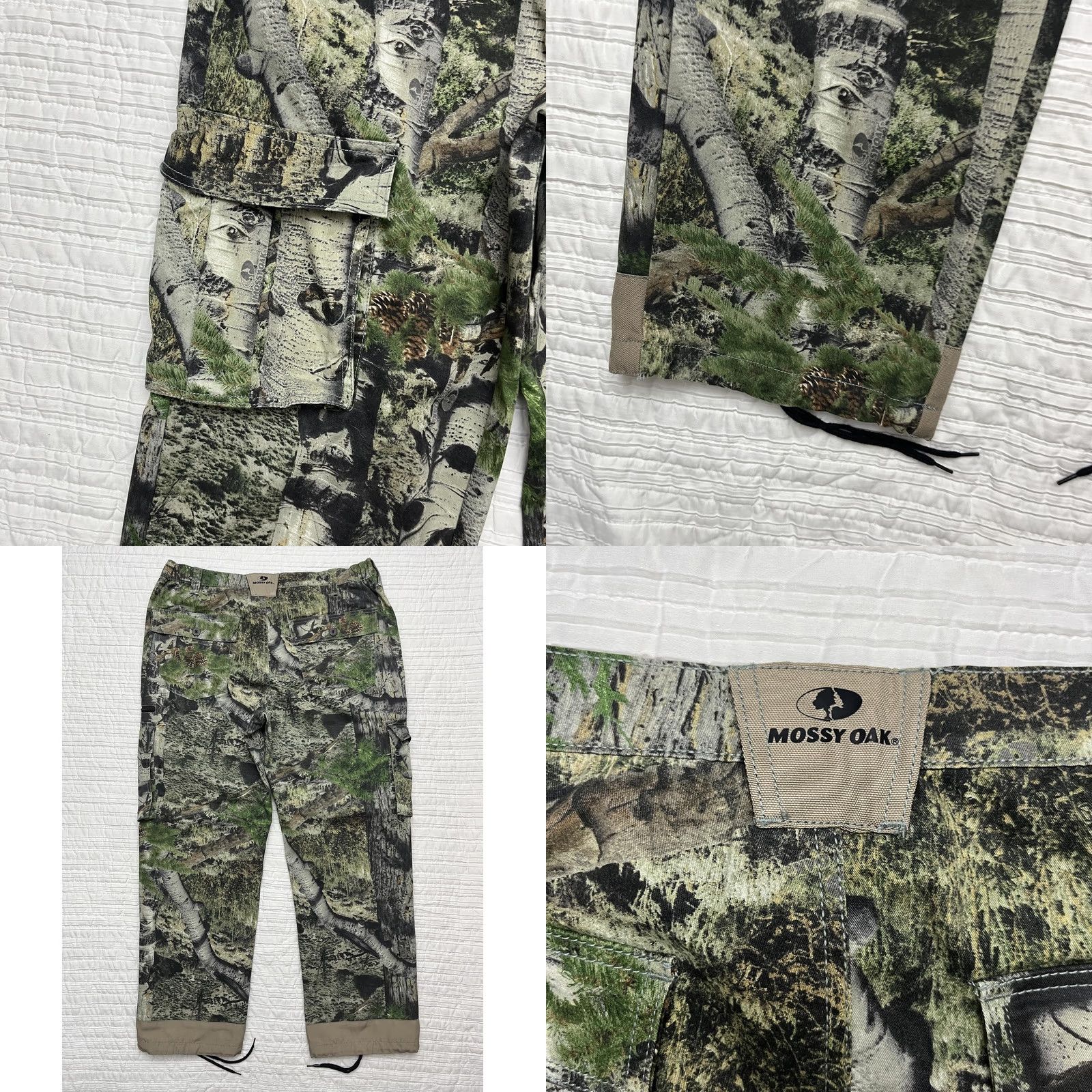 Vintage Mossy Oak Pants Cargo Pockets Hunting Outdoor 36x32 Camouflage Green Cotton Polyester Spandex Men L Regular Size US 33 - 8 Thumbnail