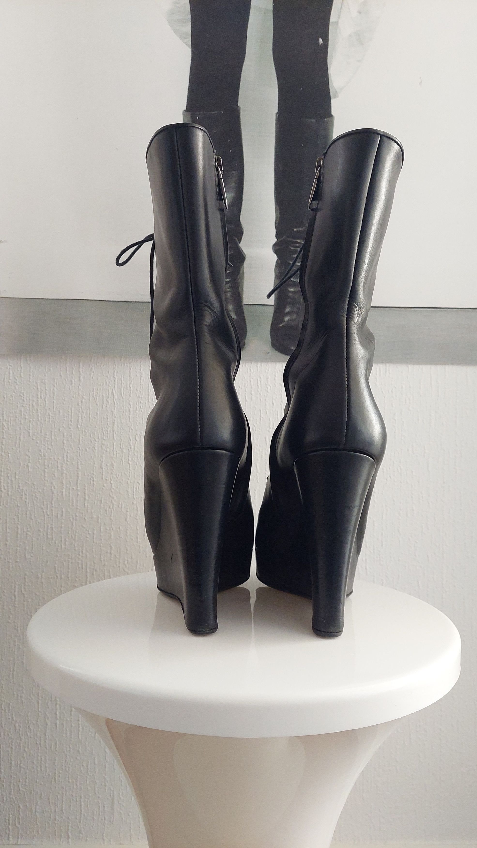 Jil Sander Jil Sander FW2006 lace up wedge boots Size US 7.5 / IT 37.5 - 5 Thumbnail