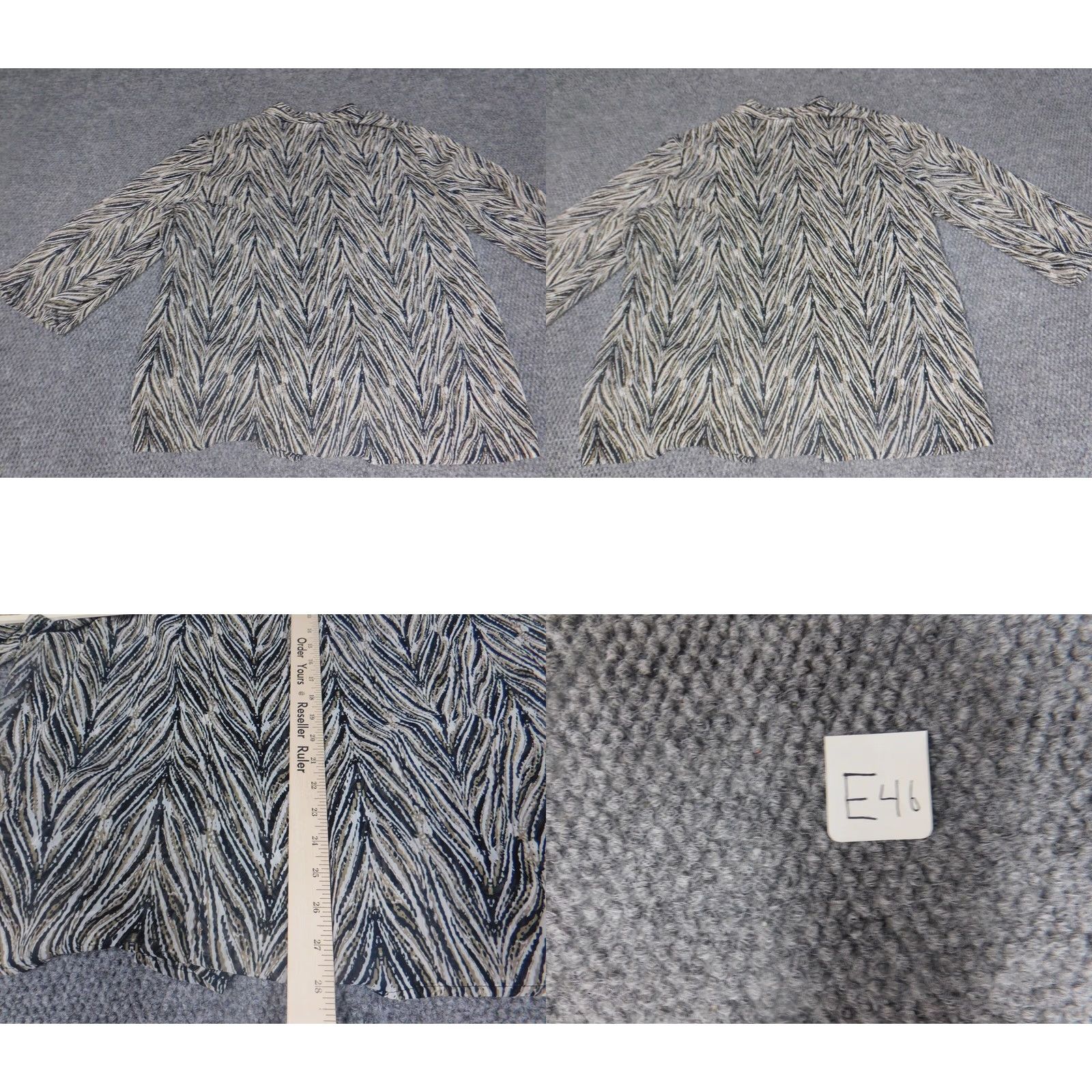 JM Collection JM Collection Blouse Kimono Geometric Beige Open Crew Neck Plus 3X Womens Casual Knit Polyester Vintage No Size XXL / US 16-18 / IT 52-54 - 9 Thumbnail
