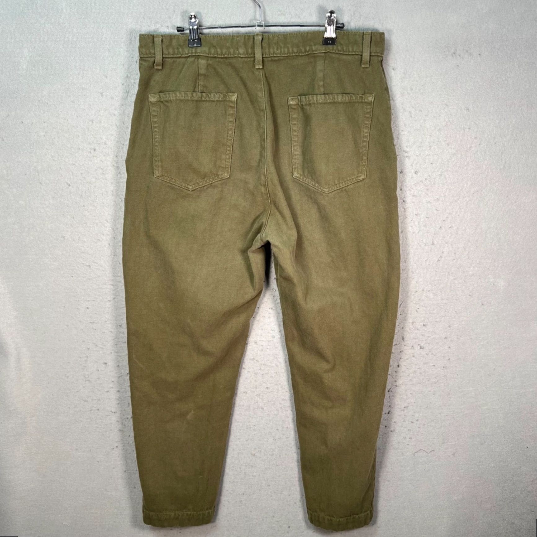 Olive Road To Nowhere Mens Pants 33 Dark Olive Green Recycled Cotton Chino Flat Front Straight Leg Size US 33 - 2 Thumbnail