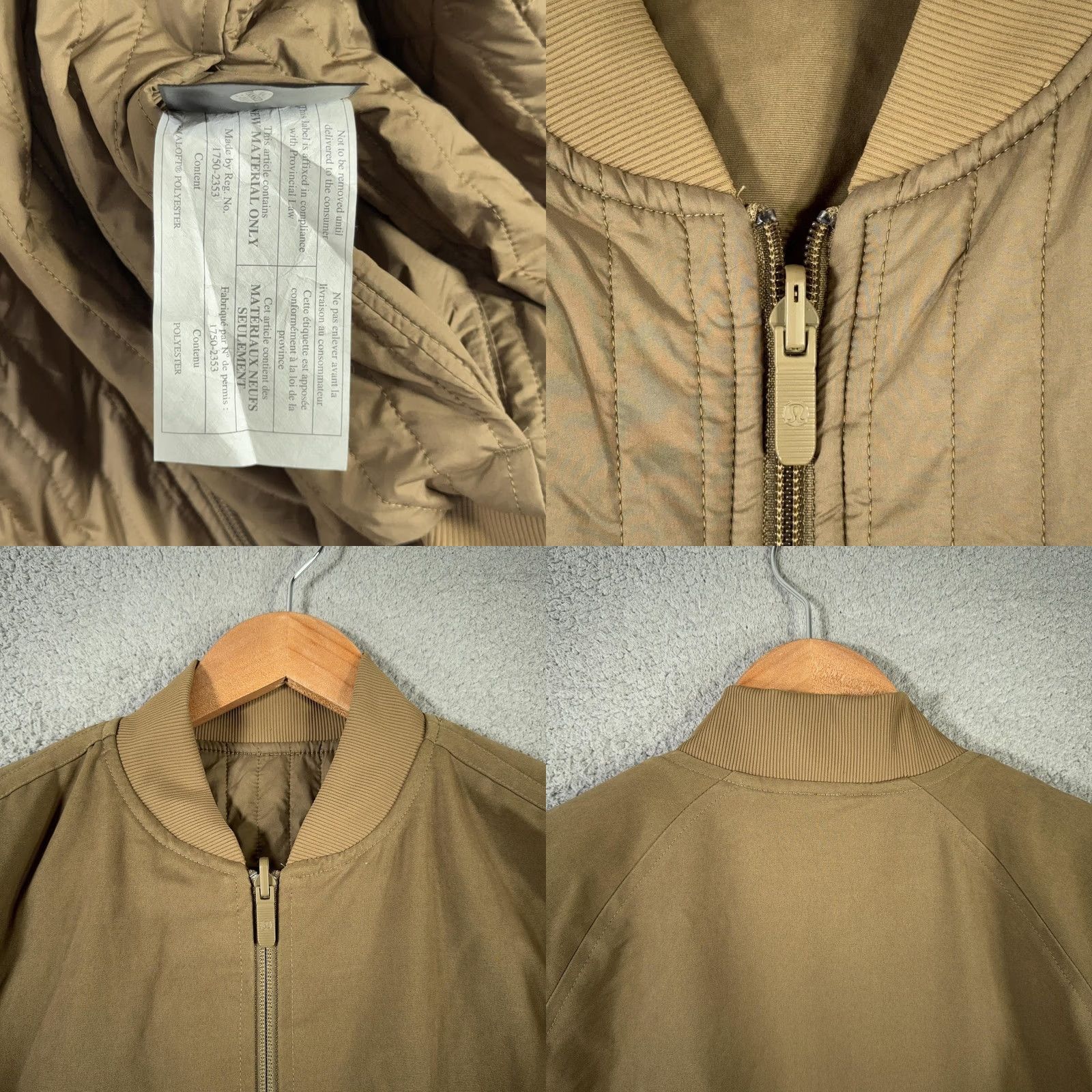 Lululemon Lululemon Bomber Jacket Womens 8 Brown Khaki Non Stop Reversible Quilted Cotton Blend Zip Pockets Size M / US 6-8 / IT 42-44 - 10 Thumbnail