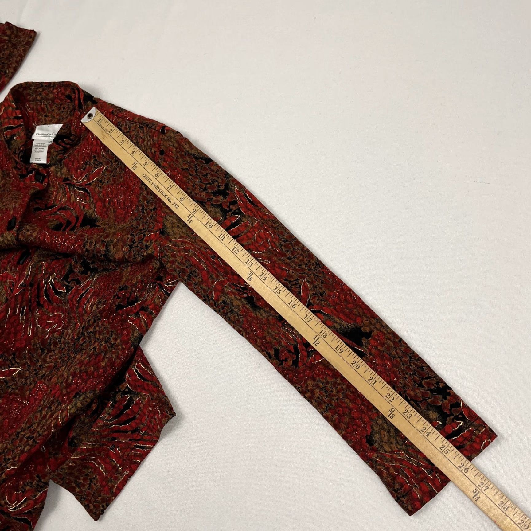 Coldwater Creek Coldwater Creek Blouse Button Womens Medium Red Gold Abstract Whimscial Eclectic Size M / US 6-8 / IT 42-44 - 6 Thumbnail