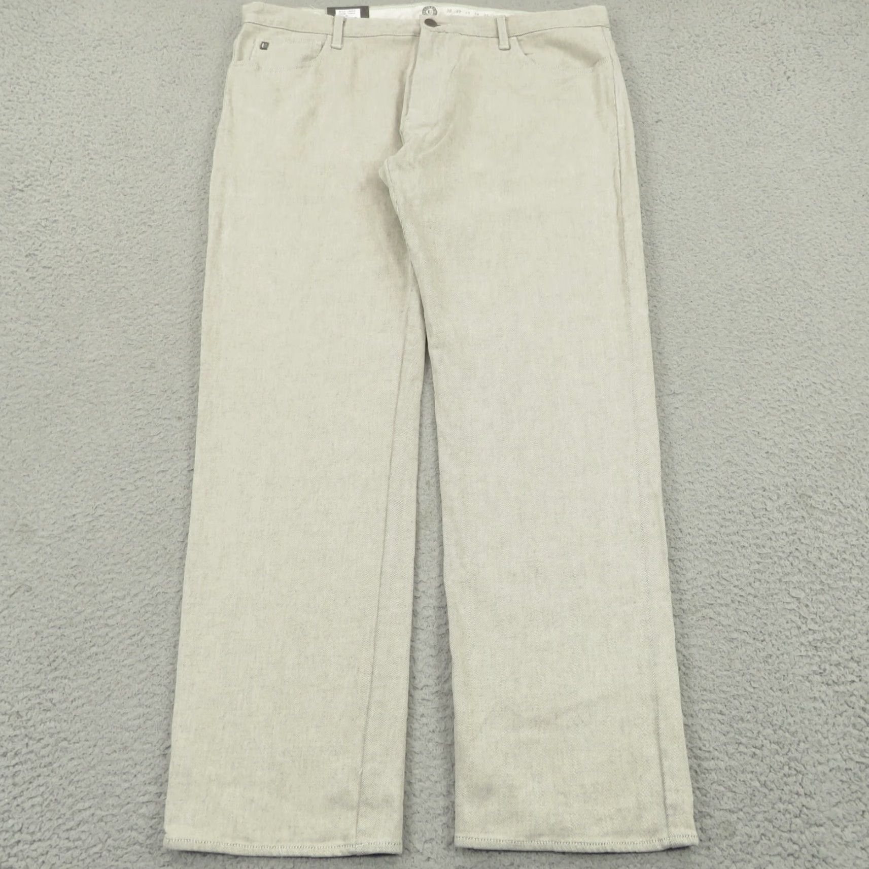 Denime Linksoul Pants Mens 40x32 Chalk Grey Straight Leg Denim Golf Stretch Flex Casual Chino 5-Pocket Regular Waist 40 Inseam 32in Gray Size US 40 / EU 56 - 4 Thumbnail