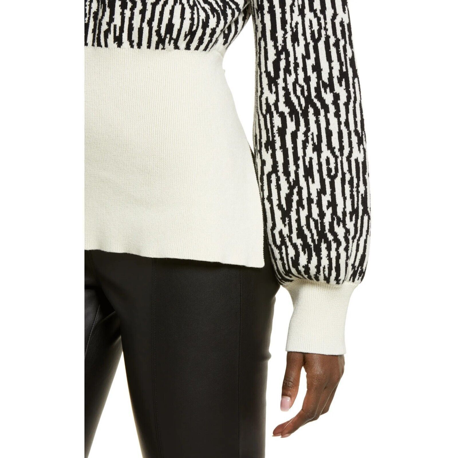 The Unbranded Brand Open Edit Women Animal Jacquard Tie Back Sweater Size S Size S / US 4 / IT 40 - 5 Thumbnail