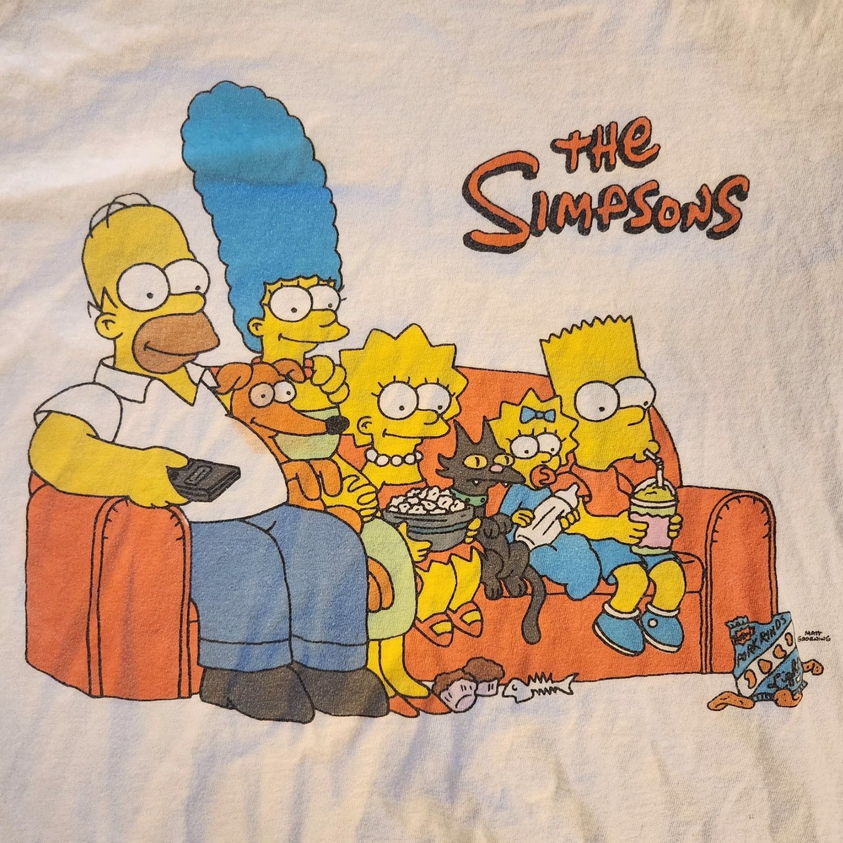 Vintage The Simpsons T Shirt Tee Mens Medium Full Cast Couch Double-Sided Graphic White Shirt Mens M Graphic Tee Size US M / EU 48-50 / 2 - 4 Thumbnail