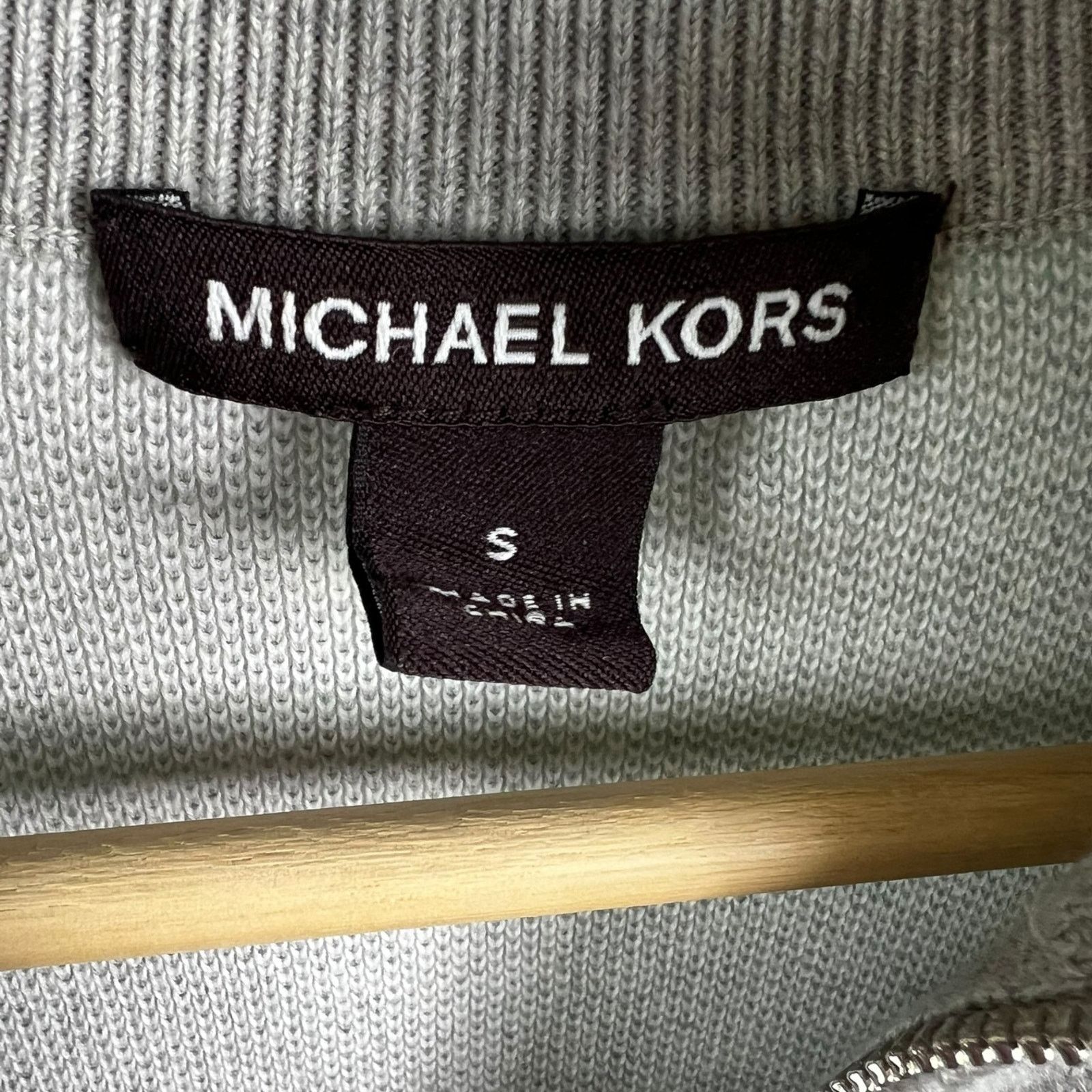 Michael Kors Michael Kors Mens Small 100% Cotton Gray Mock Neck Full Zip Size US S / EU 44-46 / 1 - 3 Thumbnail