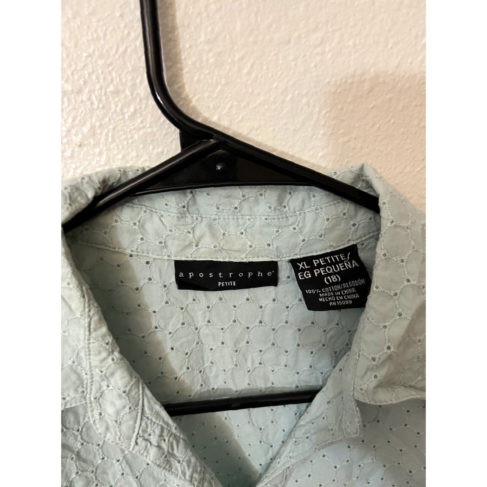 Vintage VINTAGE Apostrophe Blue Button-Up Shirt Women's Petite XL Short Sleeve Collared Solid Casual Regular Fit Size XL / US 12-14 / IT 48-50 - 2 Thumbnail
