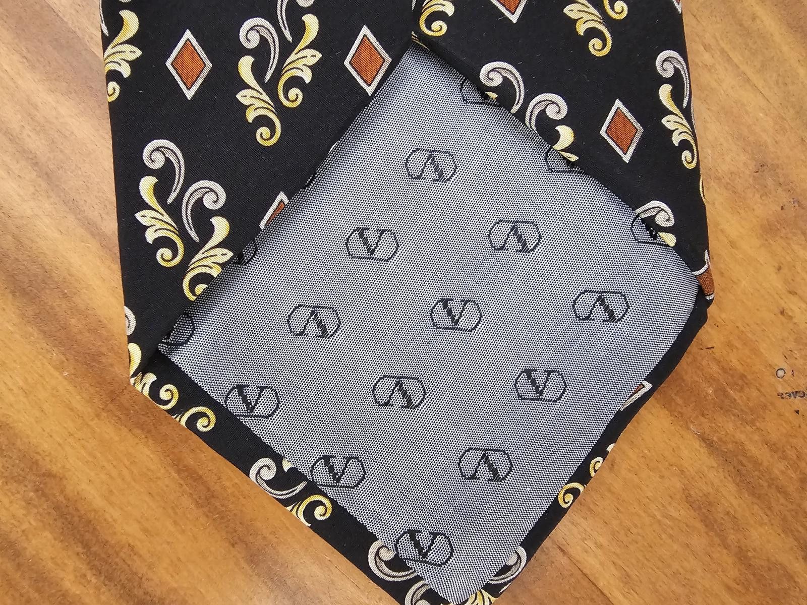 Valentino Valentino Tie Black Mens Silk Made in Italy Size ONE SIZE - 4 Thumbnail