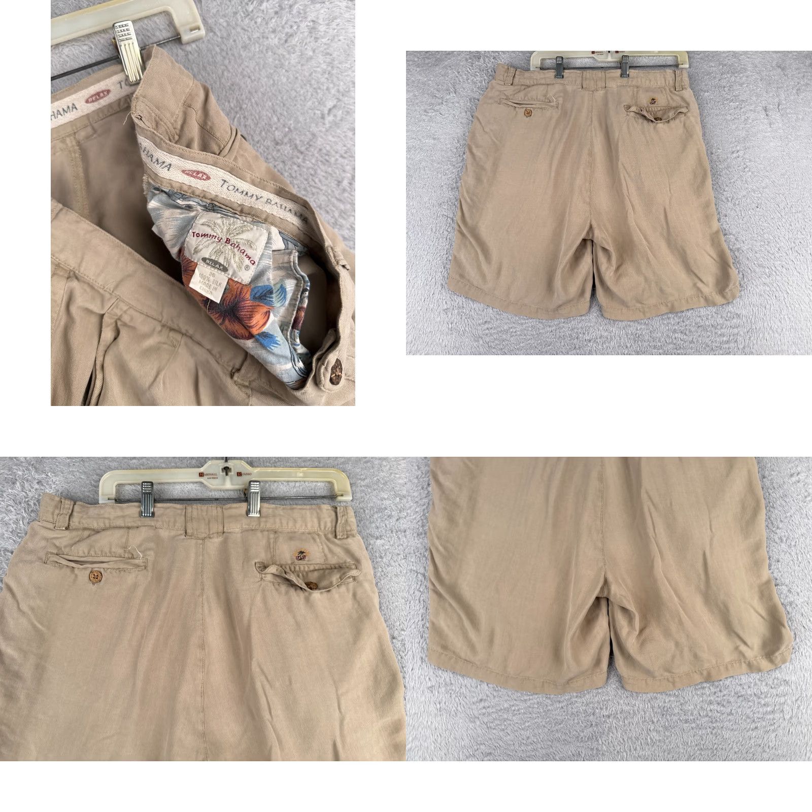 Tommy Bahama Tommy Bahama Shorts Men Beige Bermuda 36 Silk Pleated Beach Vacation 36x9 Pockets Logo Relaxed Fit Size US 36 / EU 52 - 9 Thumbnail