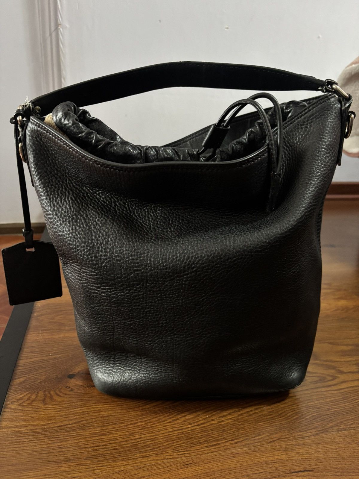 Burberry Burberry Black Leather Hobo Bag Authentic Vintage Nova Check Size ONE SIZE - 3 Thumbnail