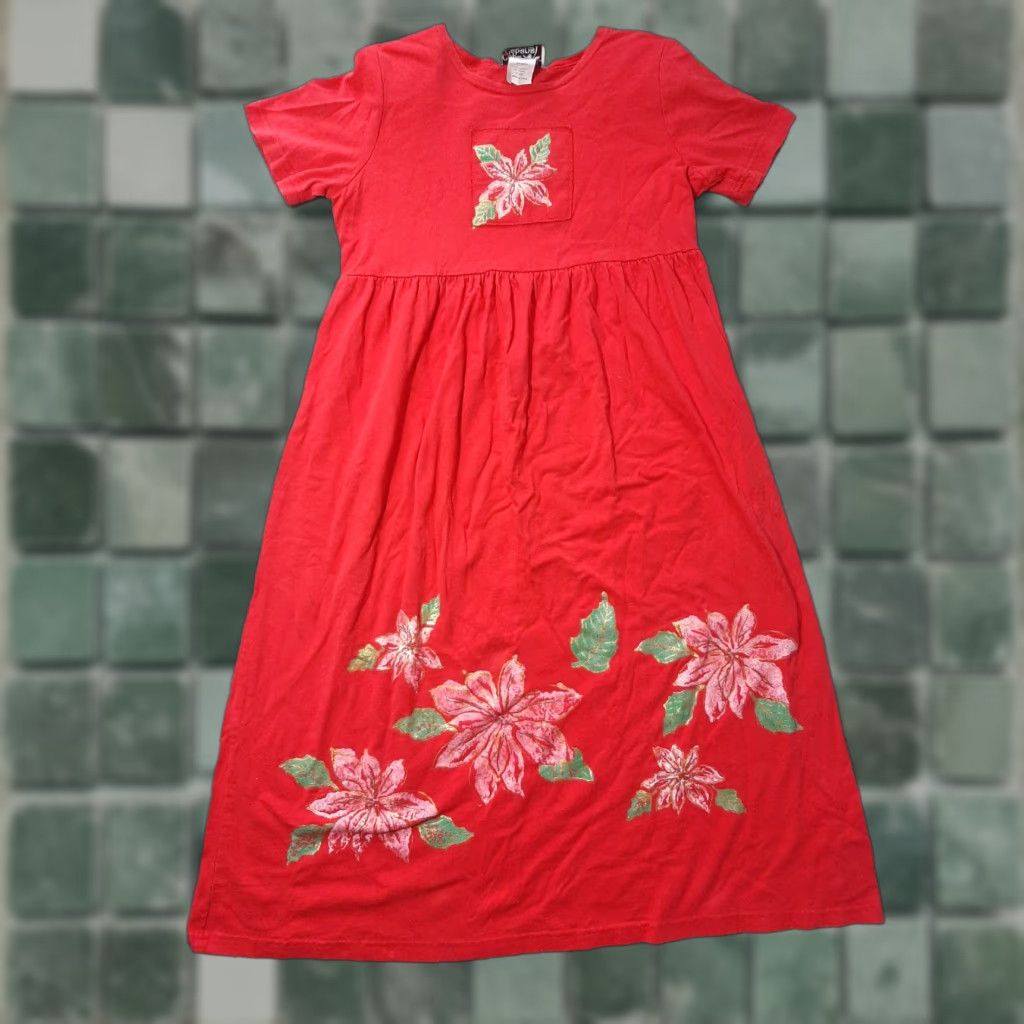 Vintage VINTAGE Copa Cabana Dress Womens Petite Small S Red Floral Short Sleeve USA Made Size 28" / US 6 / IT 42 - 1 Thumbnail