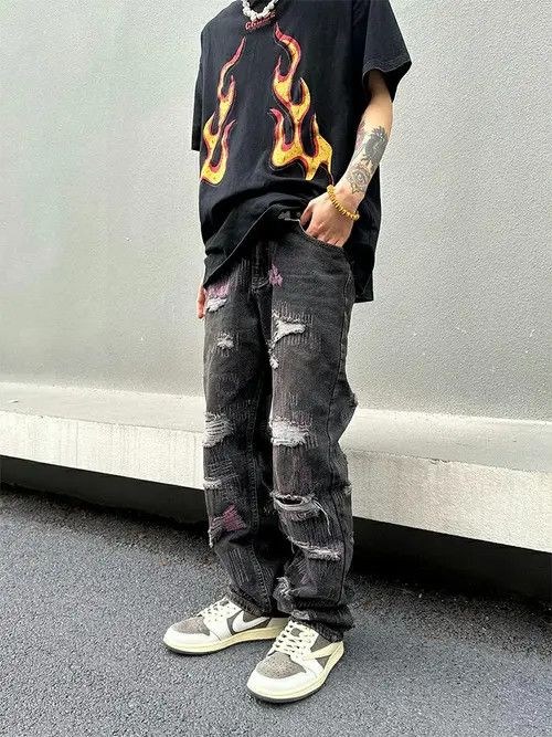 Jean y2k damaged patch faded jeans Size US 32 / EU 48 - 5 Thumbnail