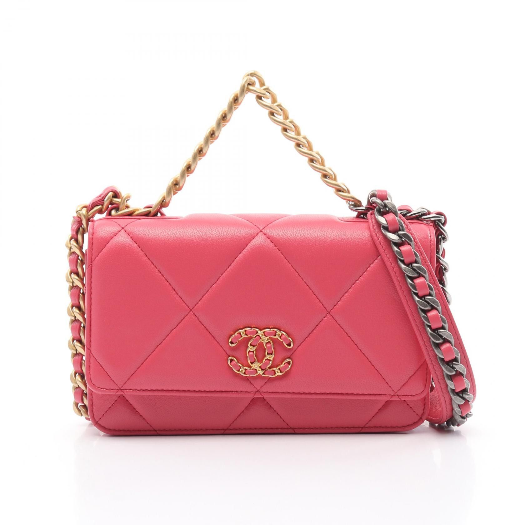 Chanel Chanel Chanel 19 Leather Shoulder Bag Leather Shoulder Bag Ap0957 in Pink, Women's