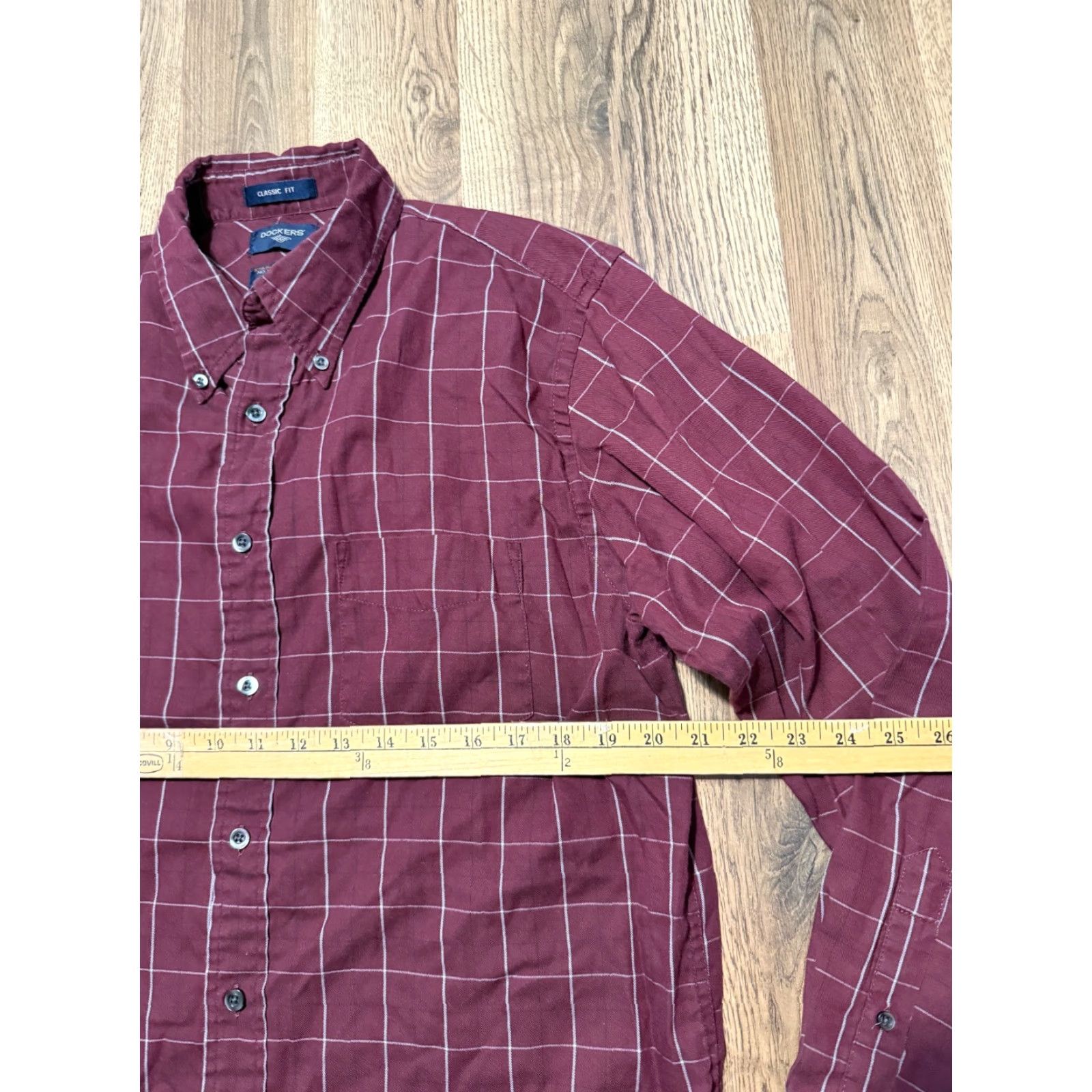 Dockers DOCKERS Shirt Men's Medium Red White Plaid Button Up Classic Fit No Wrinkles Size US M / EU 48-50 / 2 - 6 Thumbnail