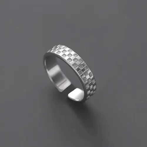 Vintage Silver Male Vintage Chessboard Checker Ring Size ONE SIZE - 4 Thumbnail