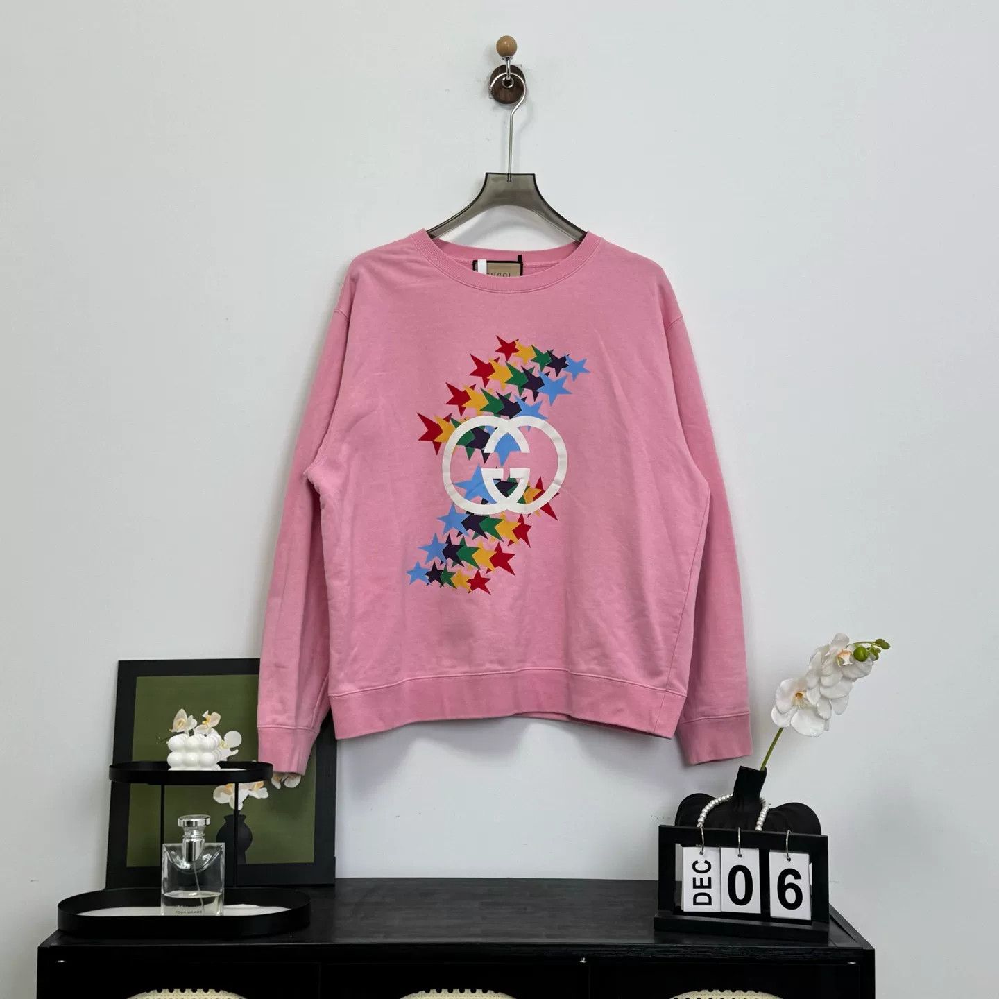 Gucci Pink Star Print Sweatshirt L Size