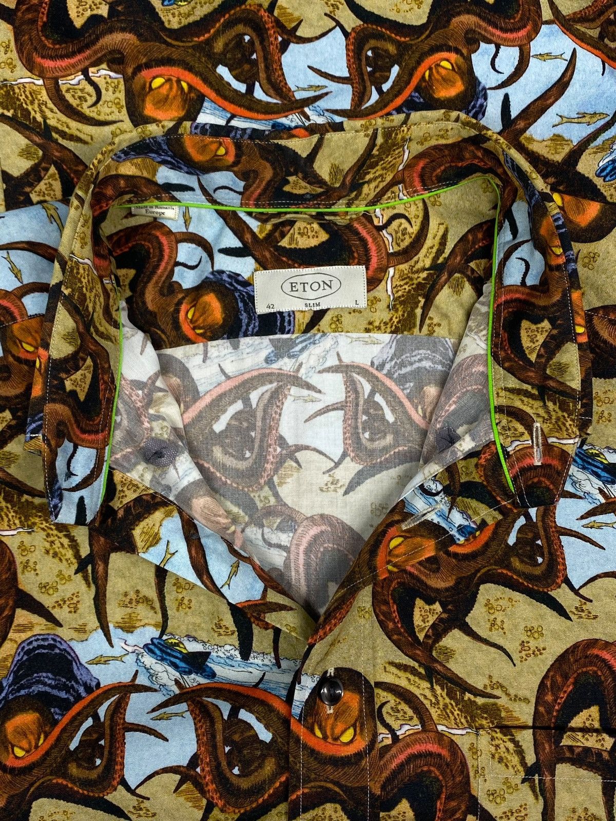 Eton Eton All Over Print Luxury Shirt Octopus Animal Museum Vibes Size US L / EU 52-54 / 3 - 18 Thumbnail
