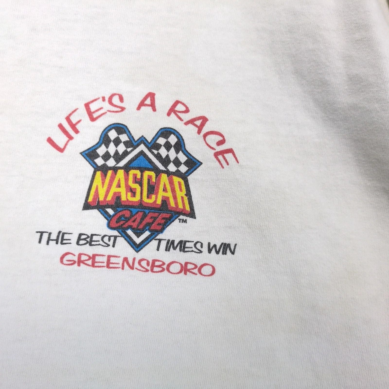 NASCAR Vtg NASCAR Cafe Greensboro NC Men's XL Double Sided T-Shirt Size US XL / EU 56 / 4 - 10 Thumbnail
