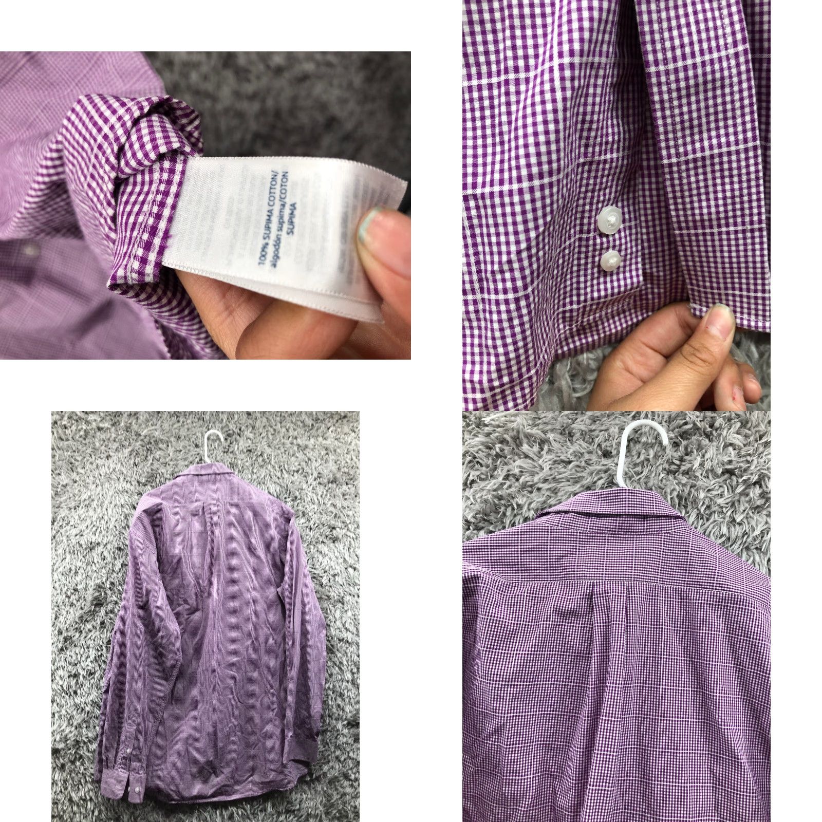 Vintage Buttoned Down Shirt XXL Mens Purple Plaid Long Sleeve Button-Down Collar Shirt Size US XXL / EU 58 / 5 - 8 Thumbnail