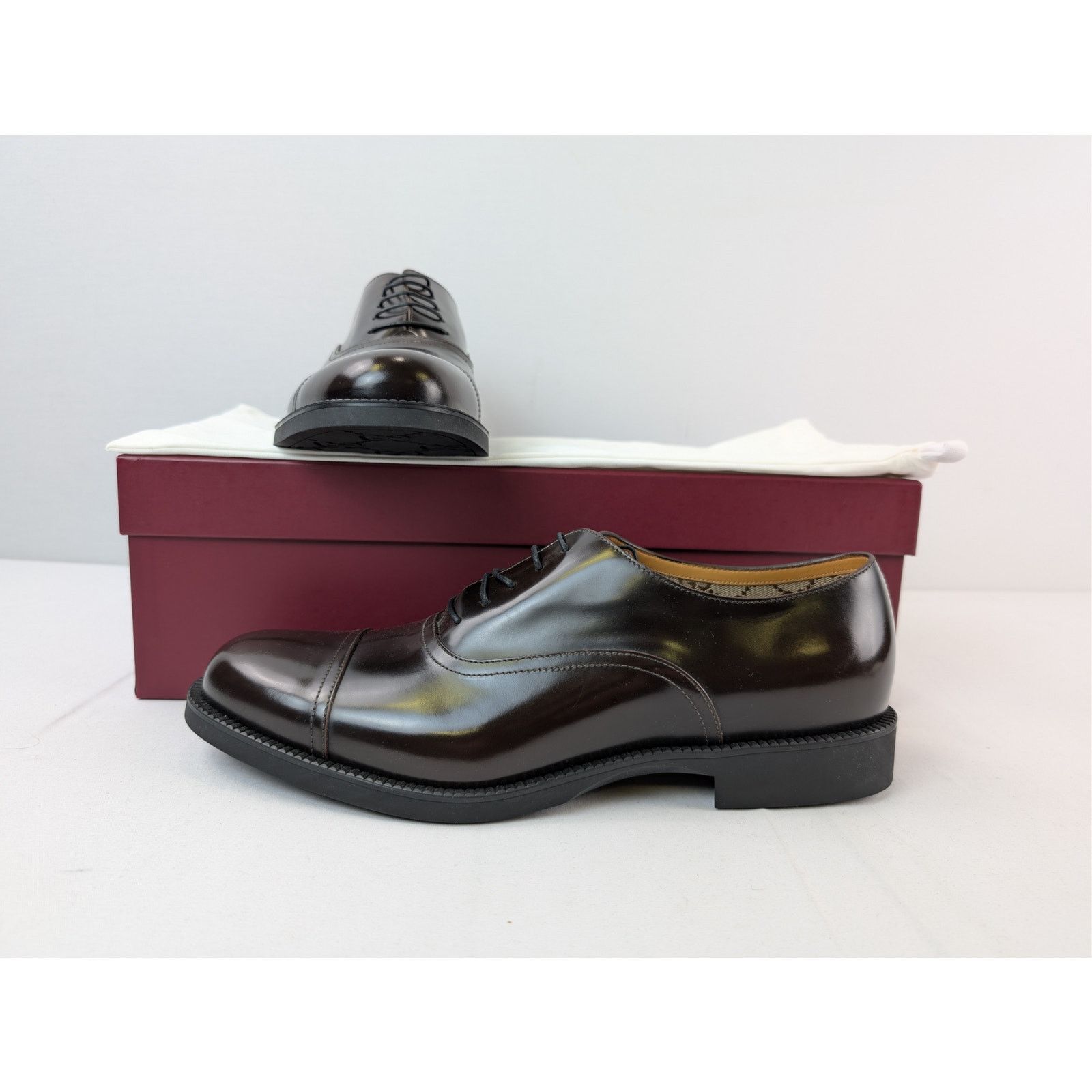 Gucci o1rshd1 Davis Bull men's leather cap-toe oxford shoes Boots Size US 12.5 / EU 45-46 - 20 Thumbnail
