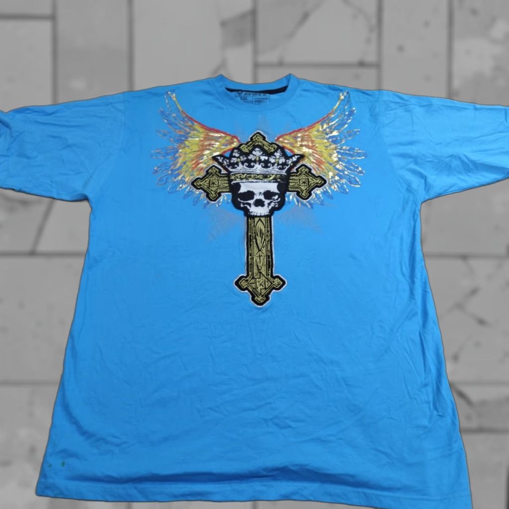 Avirex VINTAGE Avirex Shirt 2XL Blue Embroidered Cross Skull Crown Hip Hop Rap Streetwear Y2K Mens T-Shirt Short Sleeve Style Embroidered Logo Size US XXL / EU 58 / 5 - 1 Thumbnail