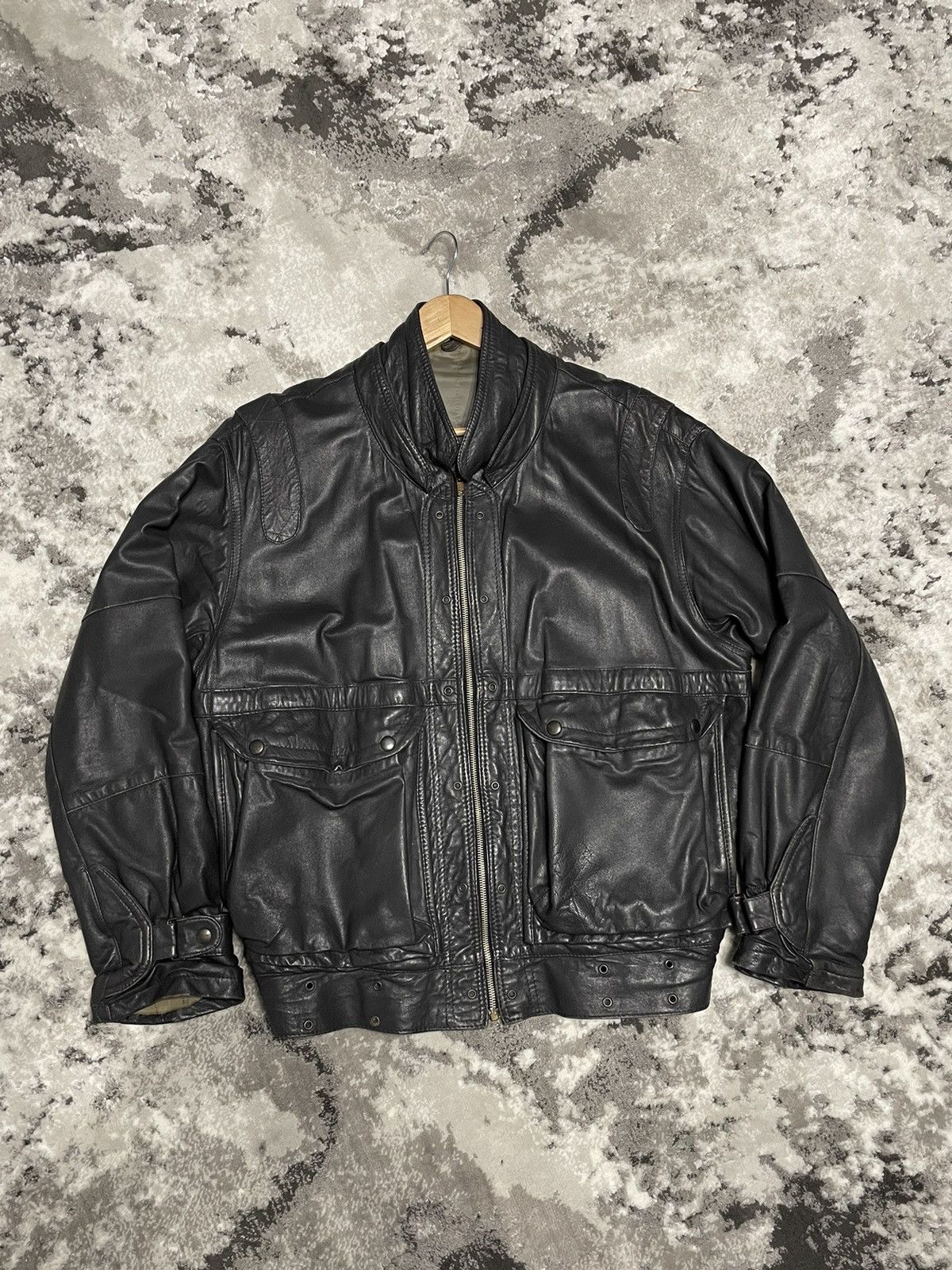 Genuine Leather Crazy Vintage Leather Bomber Jacket Biker Rick Owens Style Size US M / EU 48-50 / 2 - 8 Thumbnail